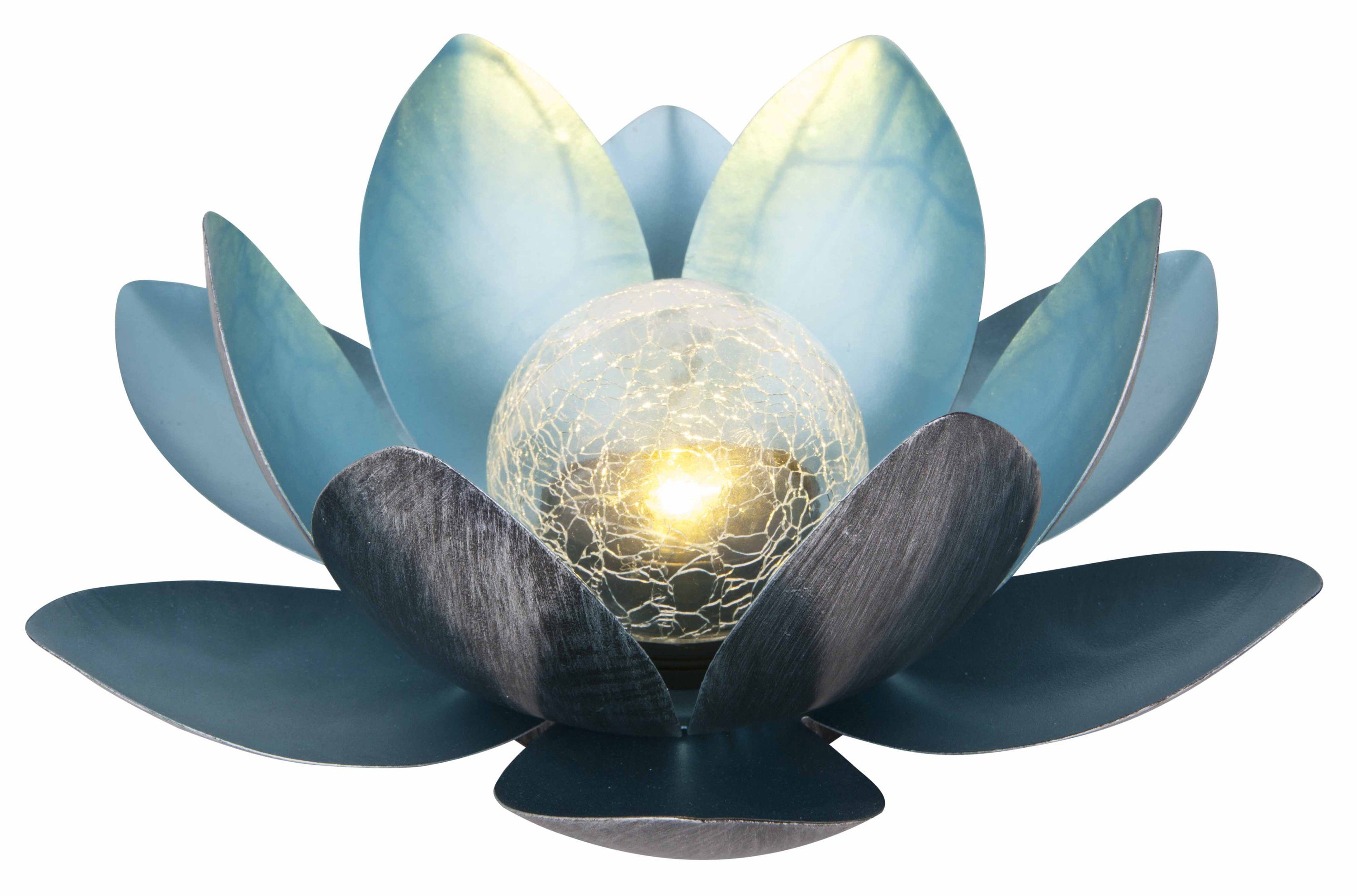 Dehner LED Solarleuchte Solarleuchte Lotus, warmweiß / kaltweiß, Ø 27.5 cm, Höhe 12 cm, Metall, Kaltweiß, Warmweiß, Kunstvolle Deko-Blüte mit Leuchteffekt