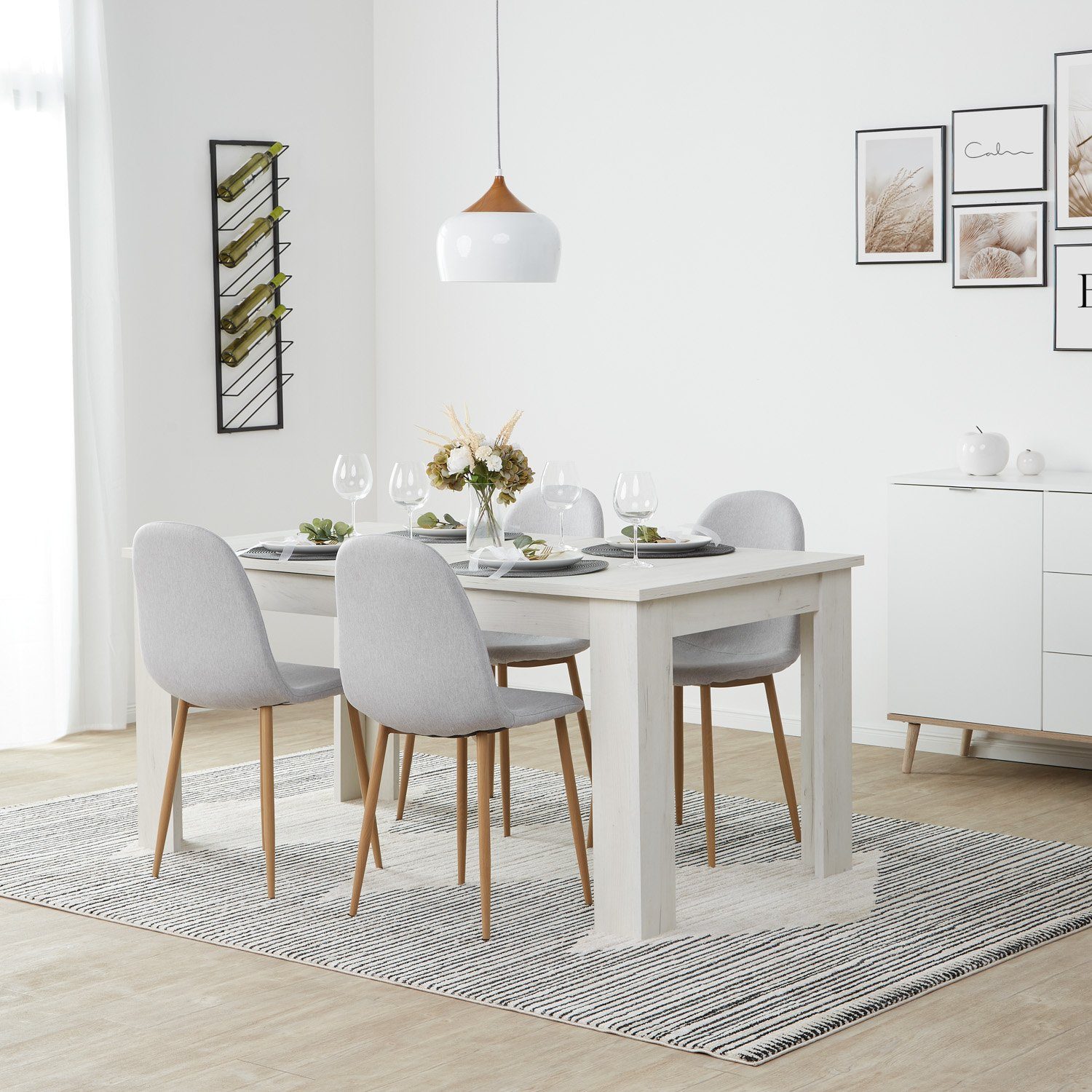 Homestyle4u Polsterstuhl Esszimmerstuhl Küche Leinen Grau günstig online kaufen