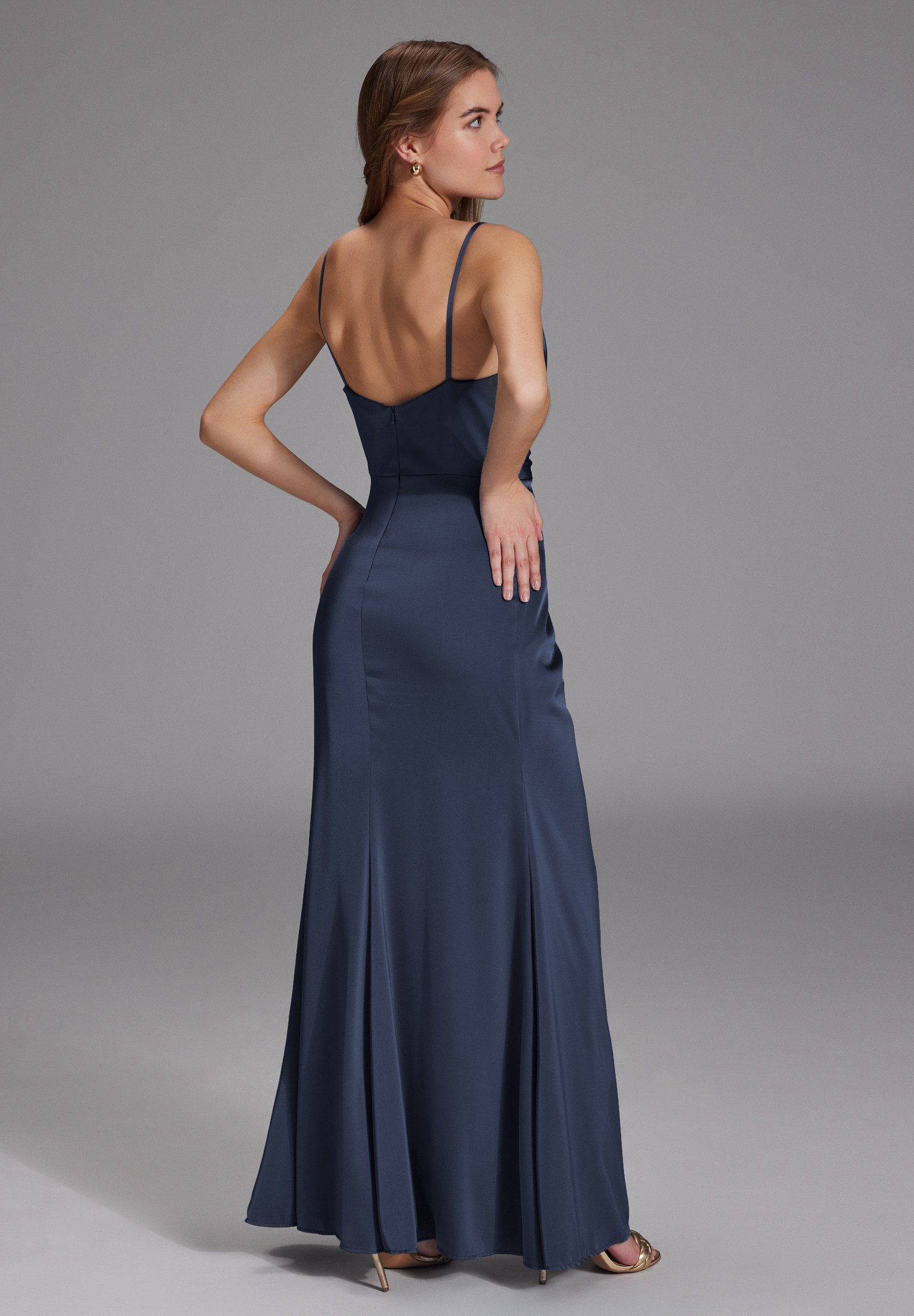 Hey Kyla Abendkleid - Figurbetontes Satinkleid mit Raffungen Figurbetonte P günstig online kaufen