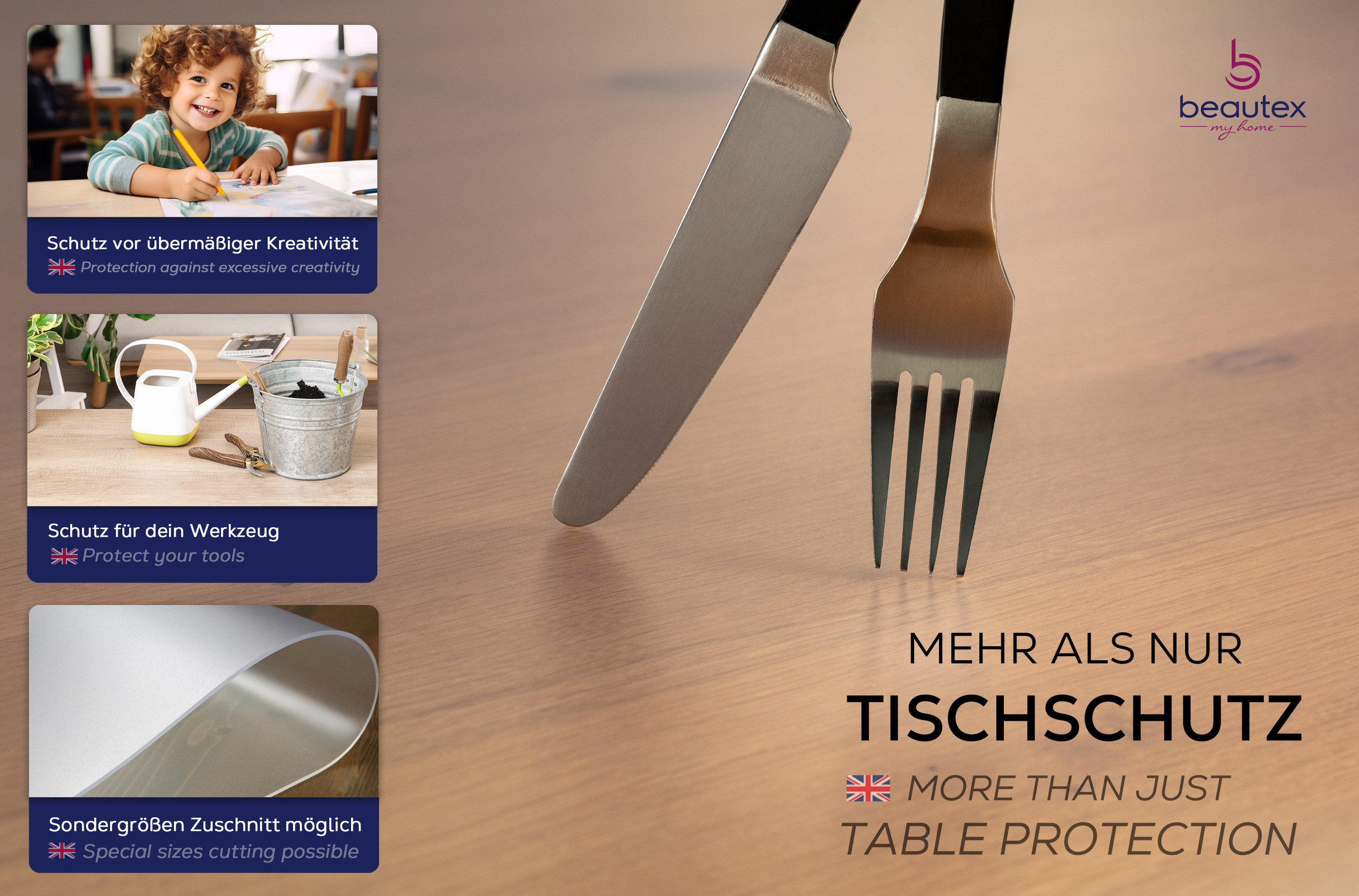 Beautex Tischdecke Folie 2 mm transparent und matt Tischdecke Schutzfolie Tischschutz (1-tlg)