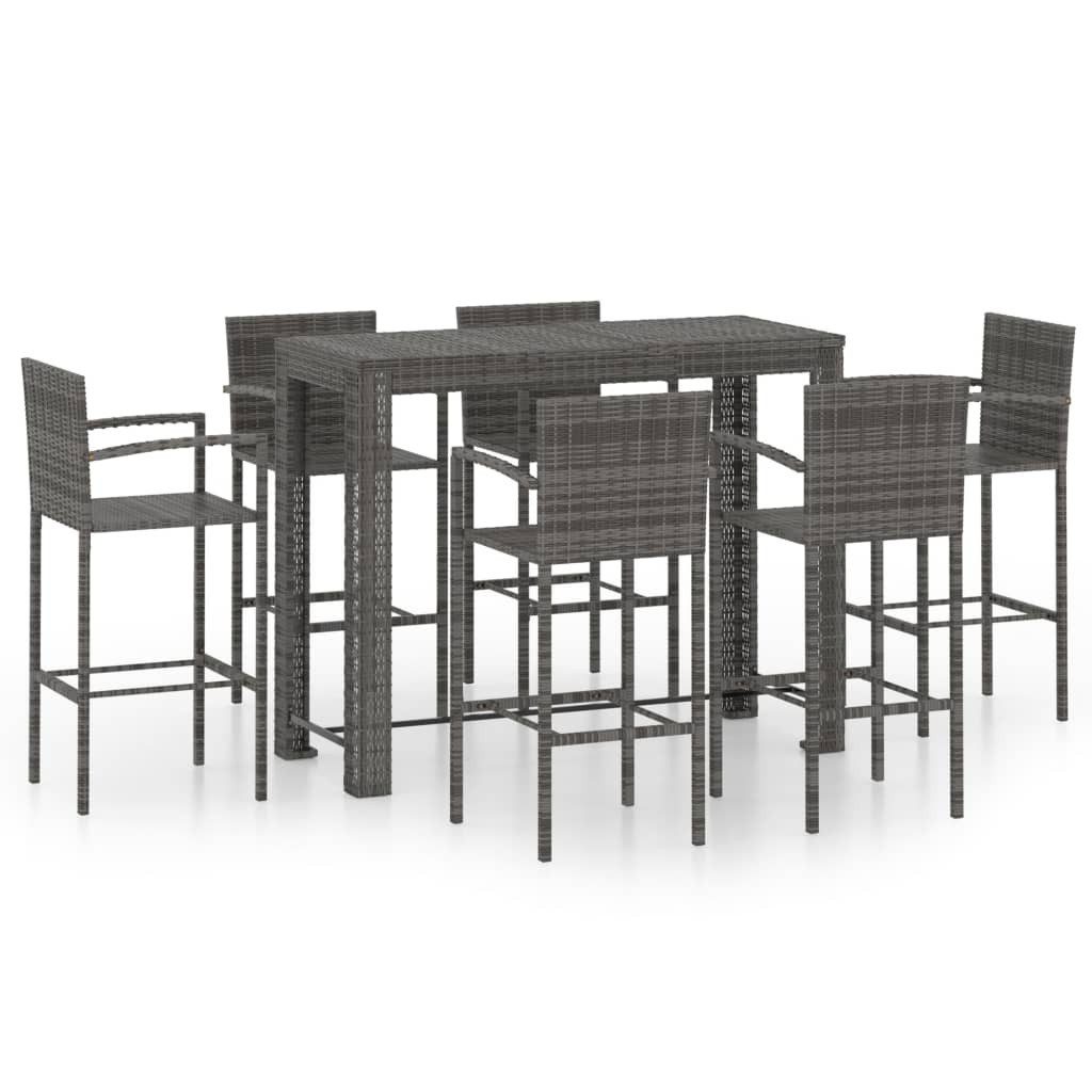 vidaXL GartenloungeSet 7tlg. GartenBarSet mit Armlehnen Poly Rattan