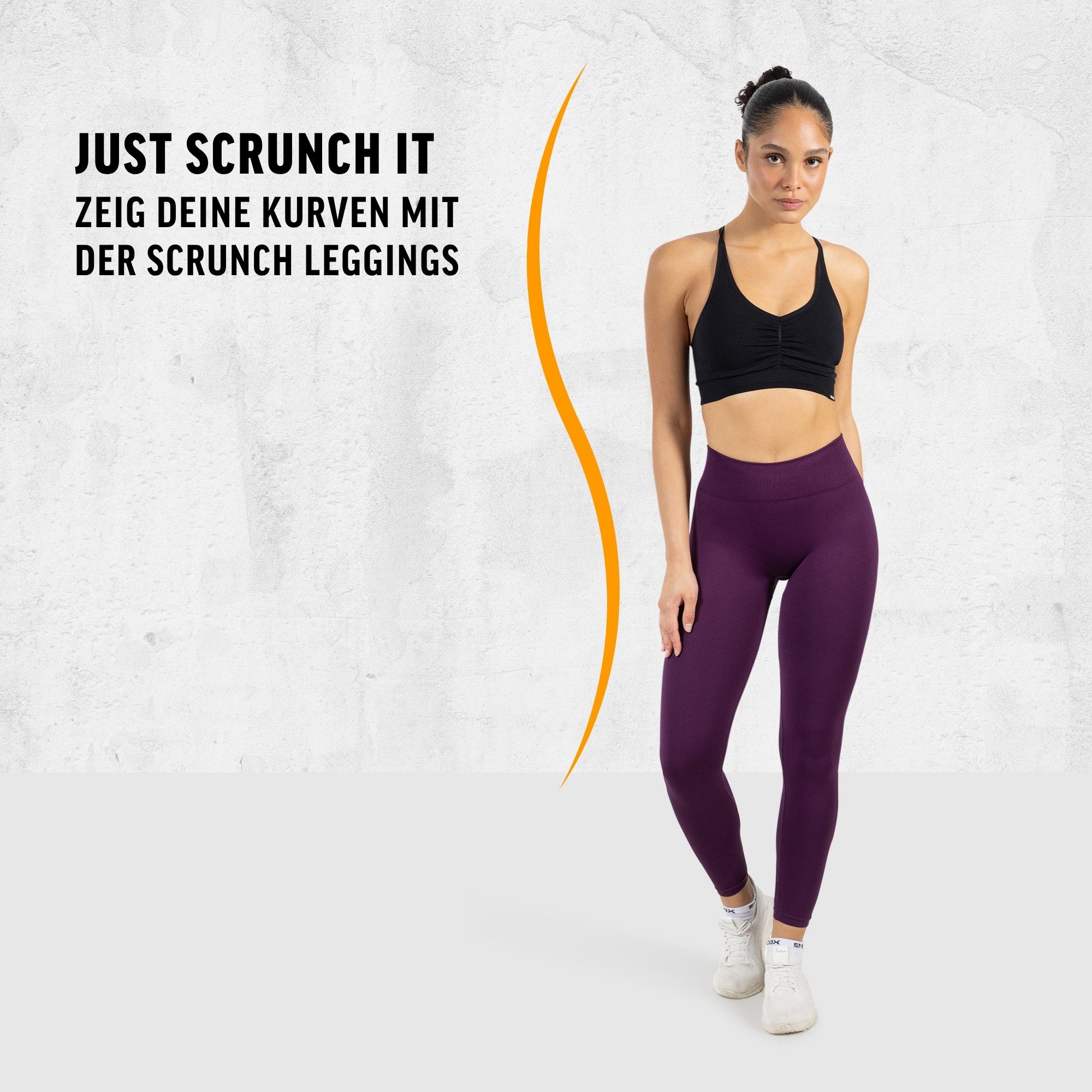 Smilodox Leggings Cetrina, Push Up Scrunch Leggings mit Schriftzug Fitness & Alltag Seamless, High Waist, Scrunch Sporthose, Atmungsaktiv, Blickdicht