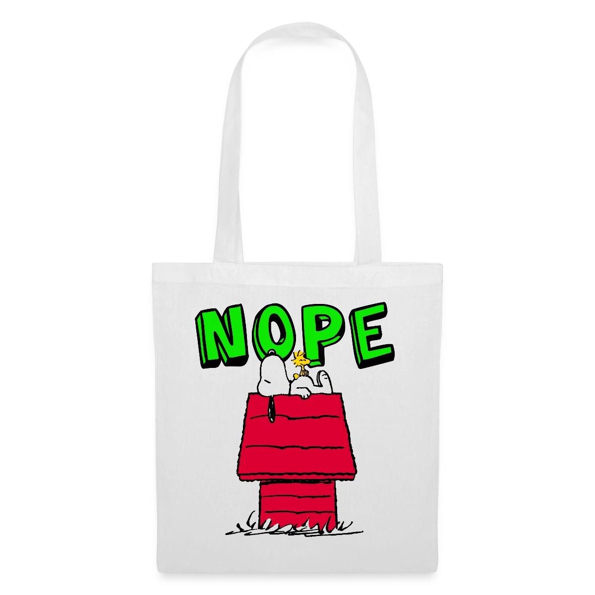 Spreadshirt Henkeltasche Peanuts Snoopy Nope Nö Lustig Stoffbeutel (1-tlg)