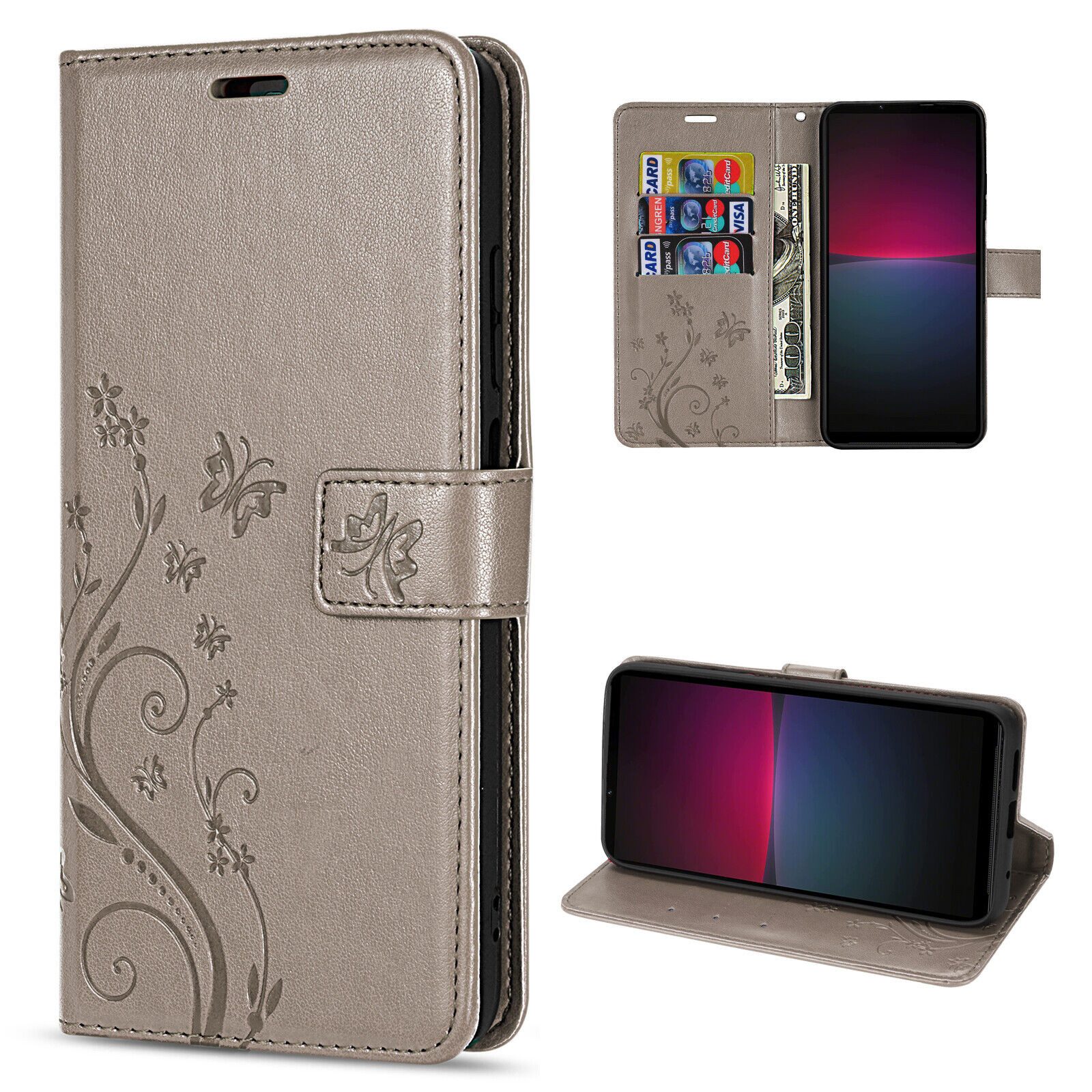 betterfon Handyhülle Handytasche für Sony Xperia 10 IV Schutzhülle Klapphülle, Bookstyle-Hülle: Magnetverschluss 3 Kartenfächer & Standfunktion