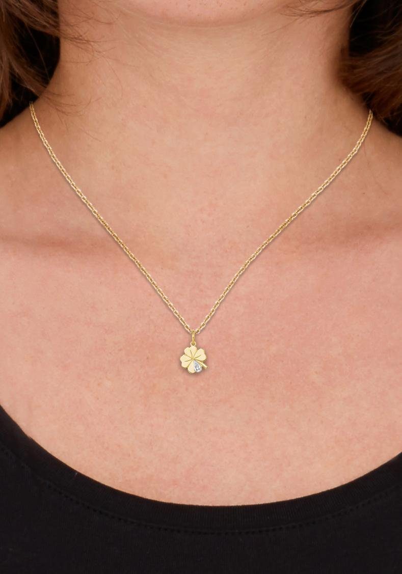 Amor Kettenanhänger Kleeblatt, mit Diamant