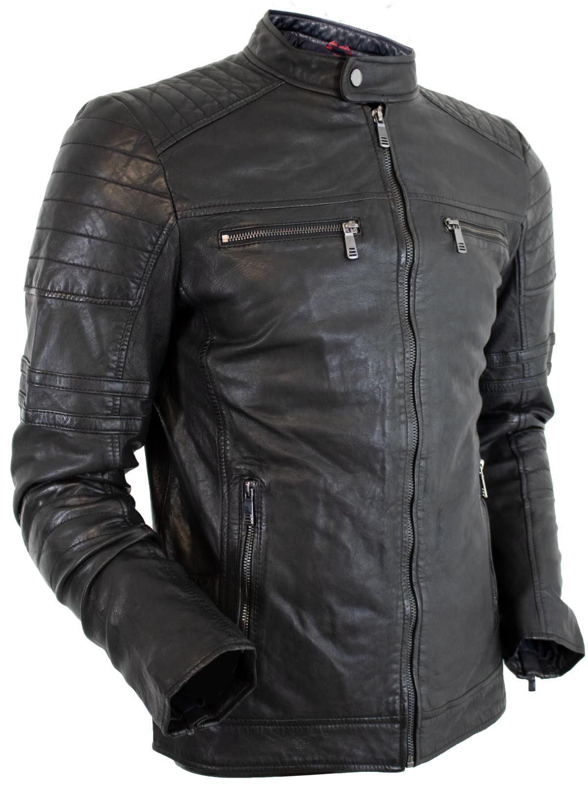 Lederjacke Herren Freizeit Biker Lederjacke aus echtem Leder Leichte Bikerjacke