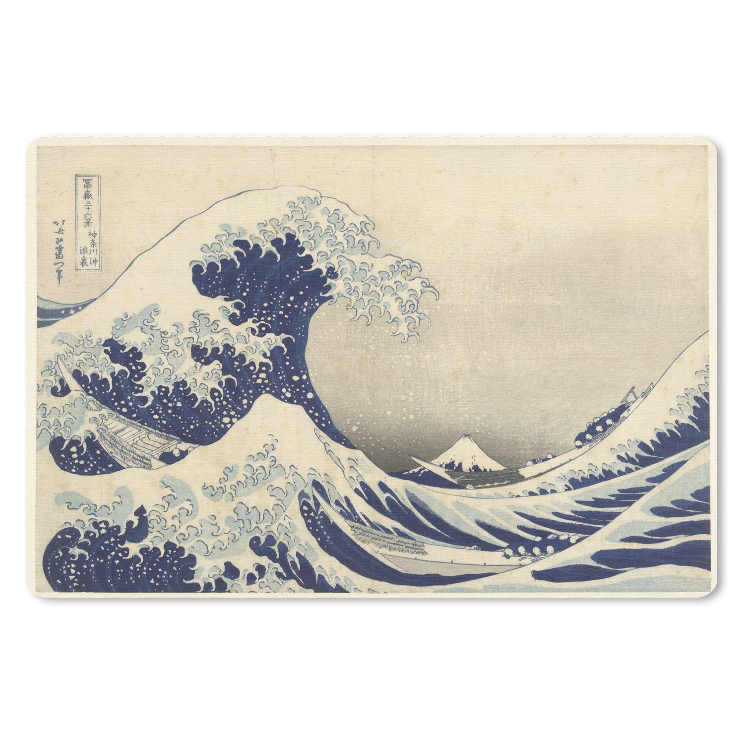 MuchoWow Mauspad Die große Welle in Kanagawa - Gemälde von Katsushika Hokusai (1-St), Mauspad XXL, Schreibtischunterlage groß, Gaming Setup, 90x60 cm