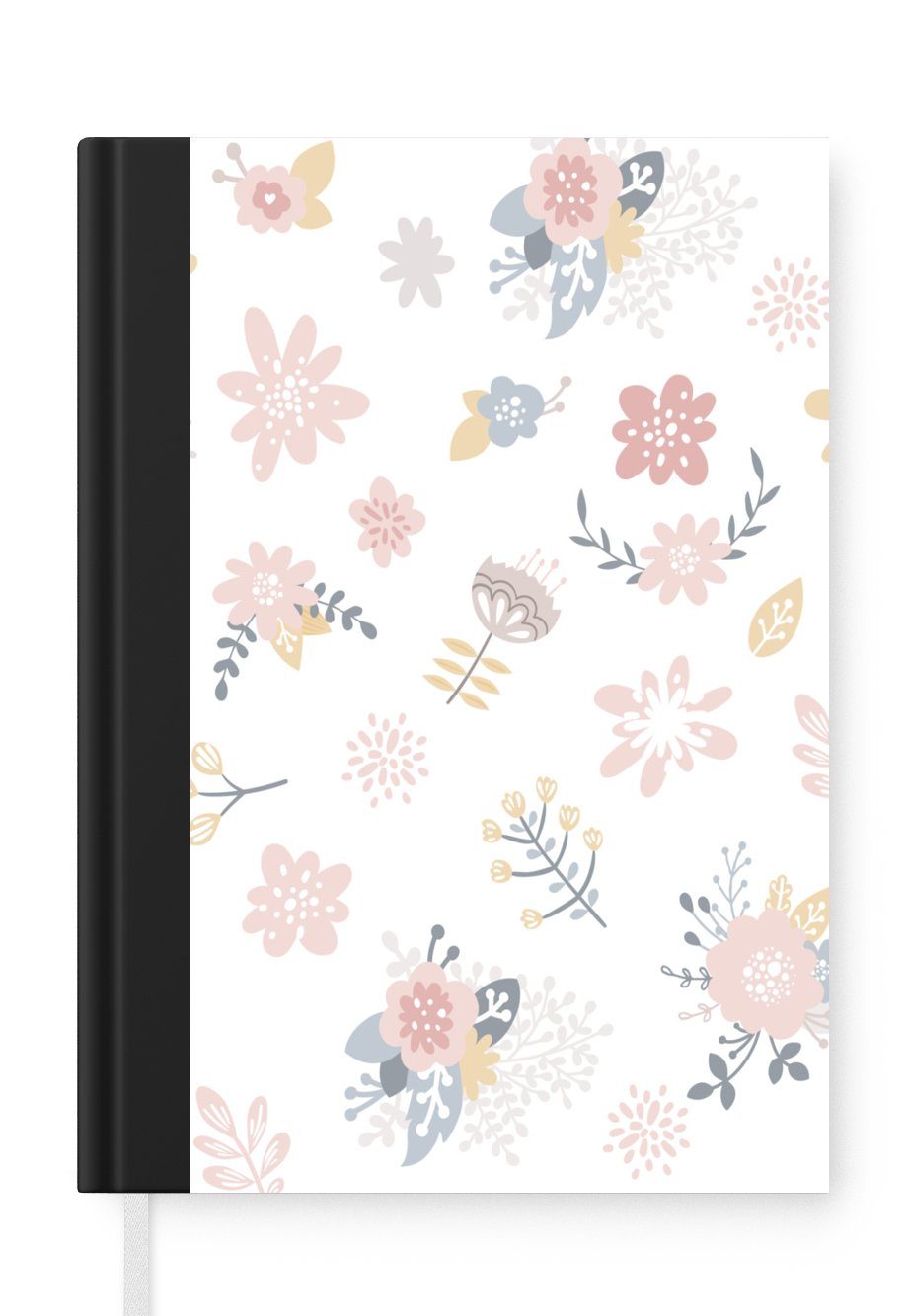 MuchoWow Notizbuch Blumen - Muster - Pastell - Rosa - Baby - Kind, Journal, Merkzettel, Tagebuch, Notizheft, A5, 98 Seiten, Haushaltsbuch