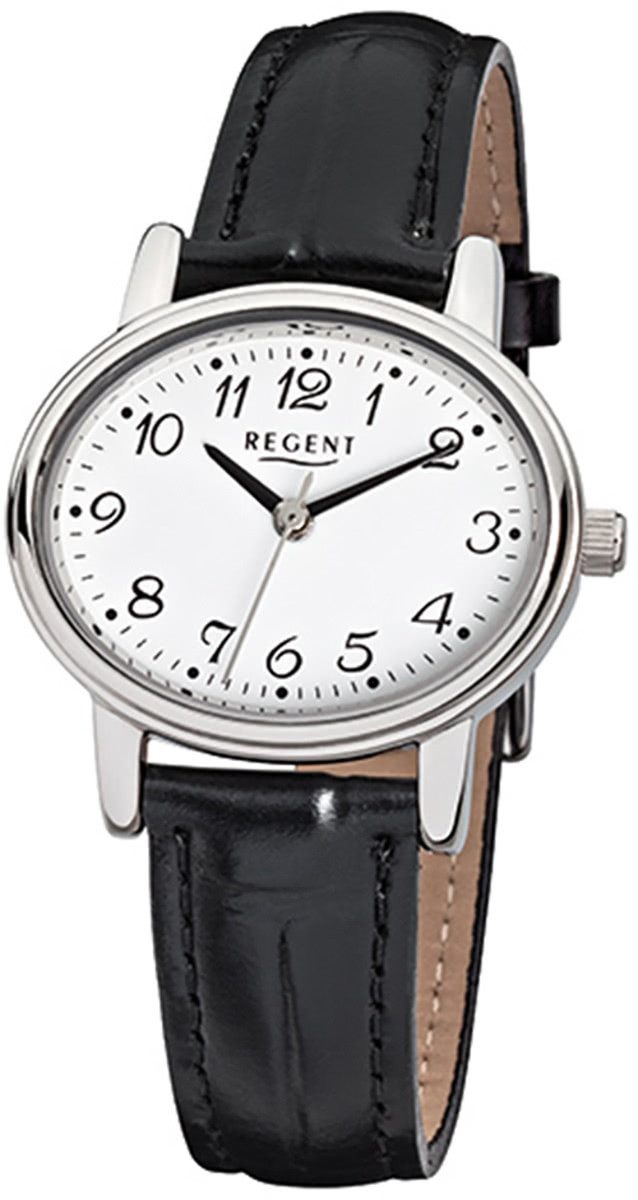Quarzuhr Regent Damen-Armbanduhr schwarz Analog