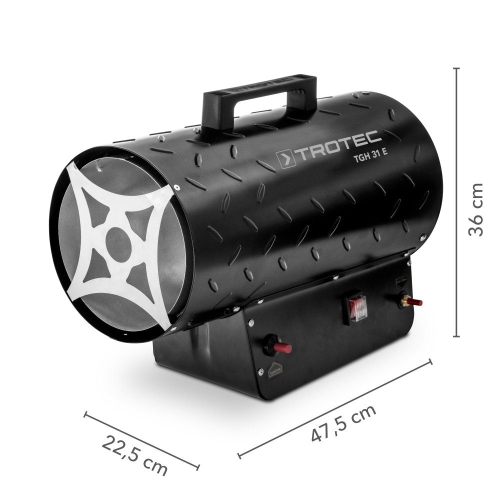 TROTEC Heizlüfter Gasheizgebläse TGH E 70 Überhitzungsschutz, 31 W Propangasheizer