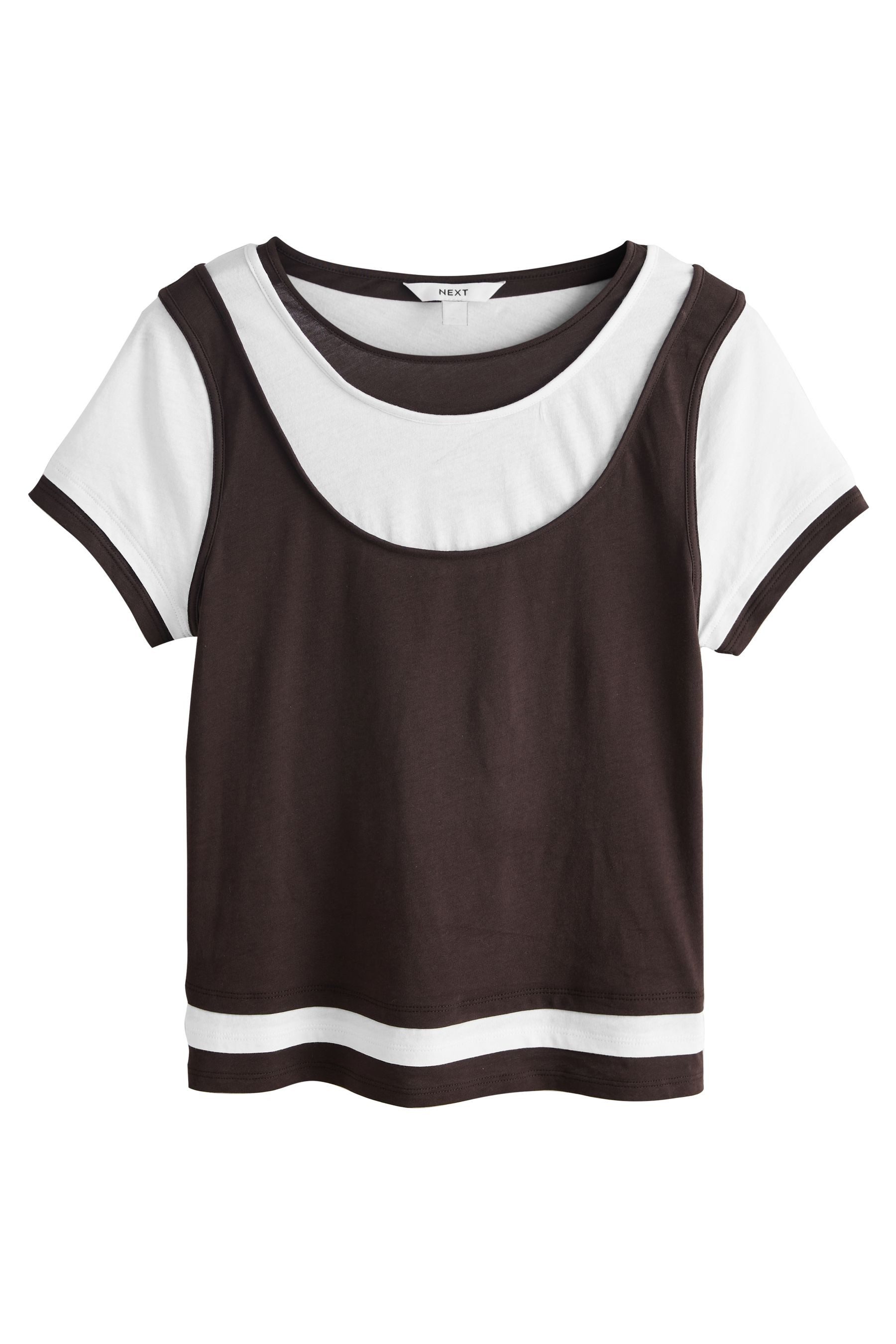 Next T-Shirt Dreilagiges Kurzarm-T-Shirt mit Rundhalsausschnitt (1-tlg) günstig online kaufen