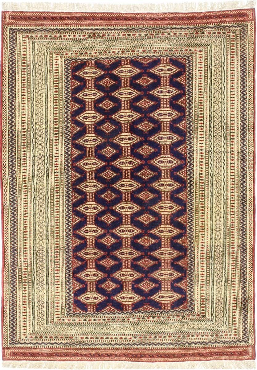 Orientteppich Turkaman Alt Seidenkette 124x169 Handgeknüpfter Orientteppich, Nain Trading, rechteckig, Höhe: 6 mm