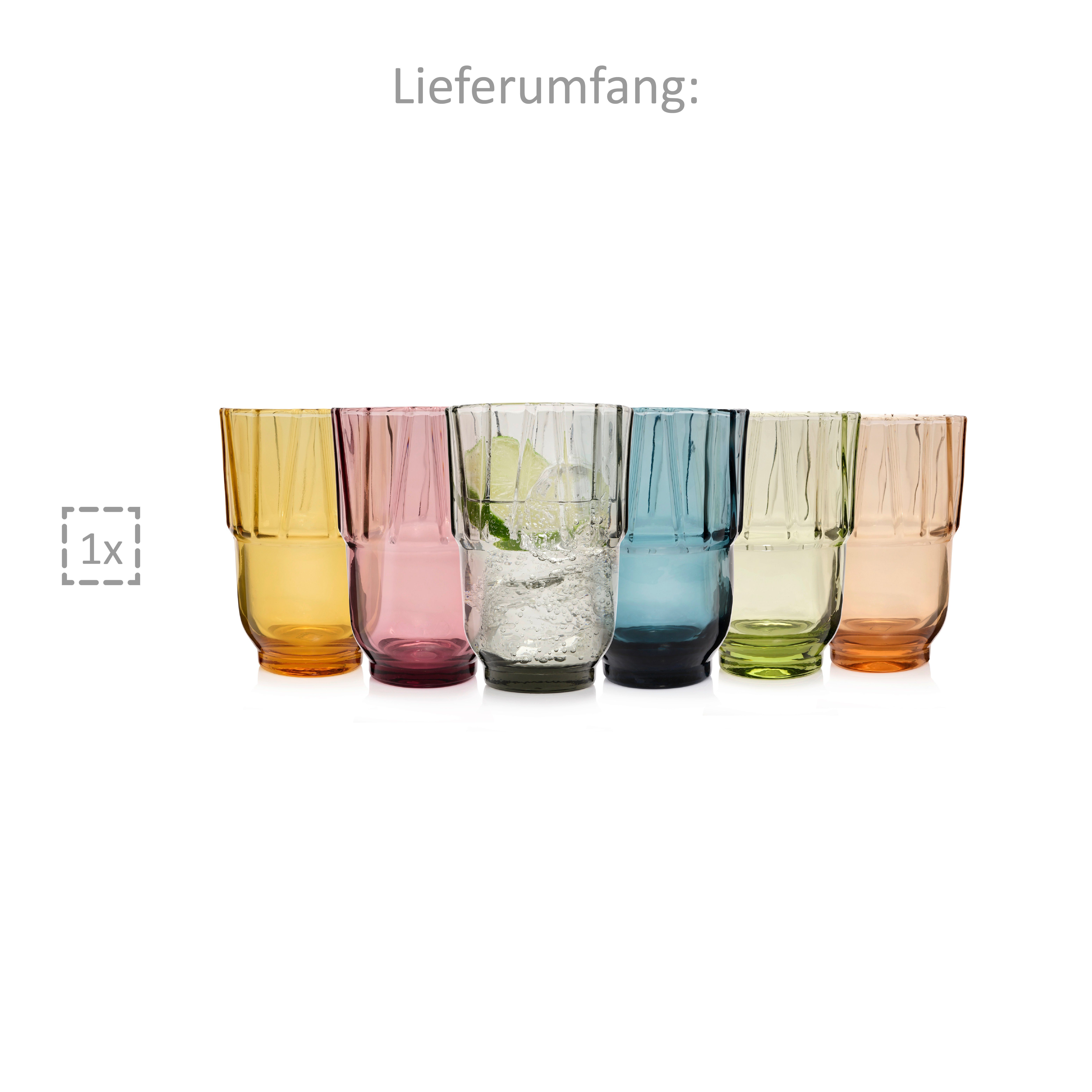 SÄNGER Gläser-Set Casablanca buntes Wassergläser Set, 6-tlg., Glas, 300 ml, spülmaschinengeeignet – Bild 5 von 5