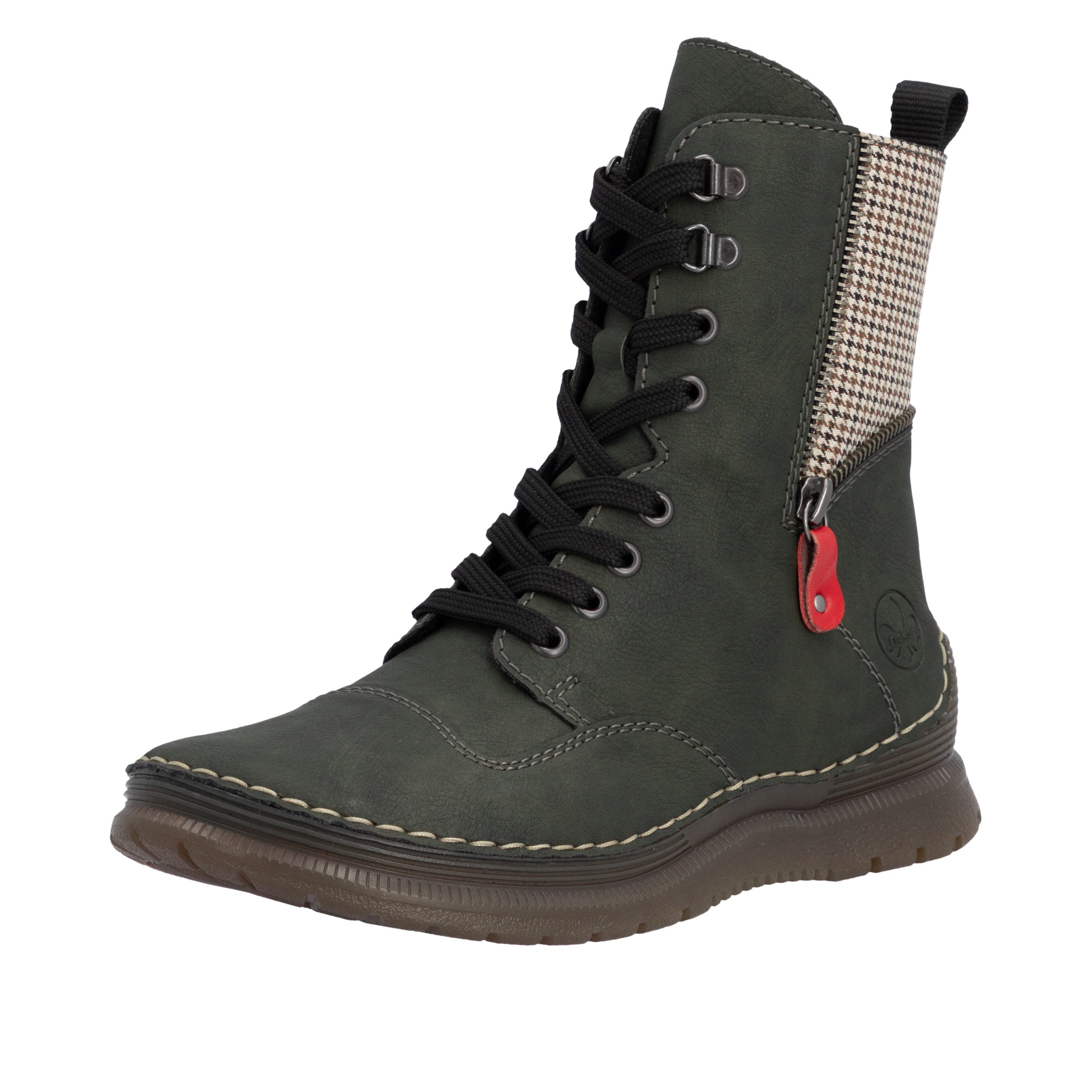 Rieker Schnürboots Herbstboots, Schnürstiefelette mit Zier-Reißverschluss am Schaft