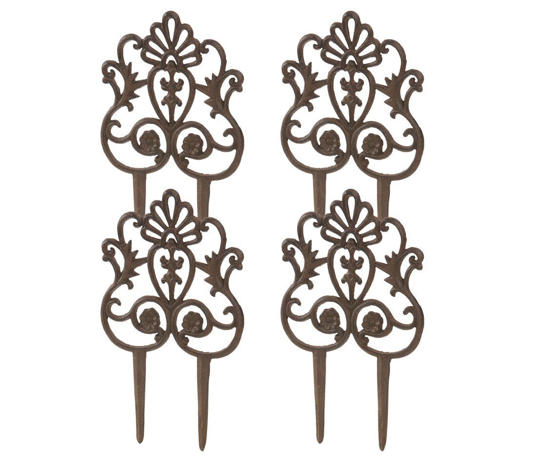 Dehner Gartenfigur Beeteinfassung Taube, 4 Stück, je 35 x 21.5 x 1 cm, Gusseisen, mit 2 Erdspießen für guten Halt