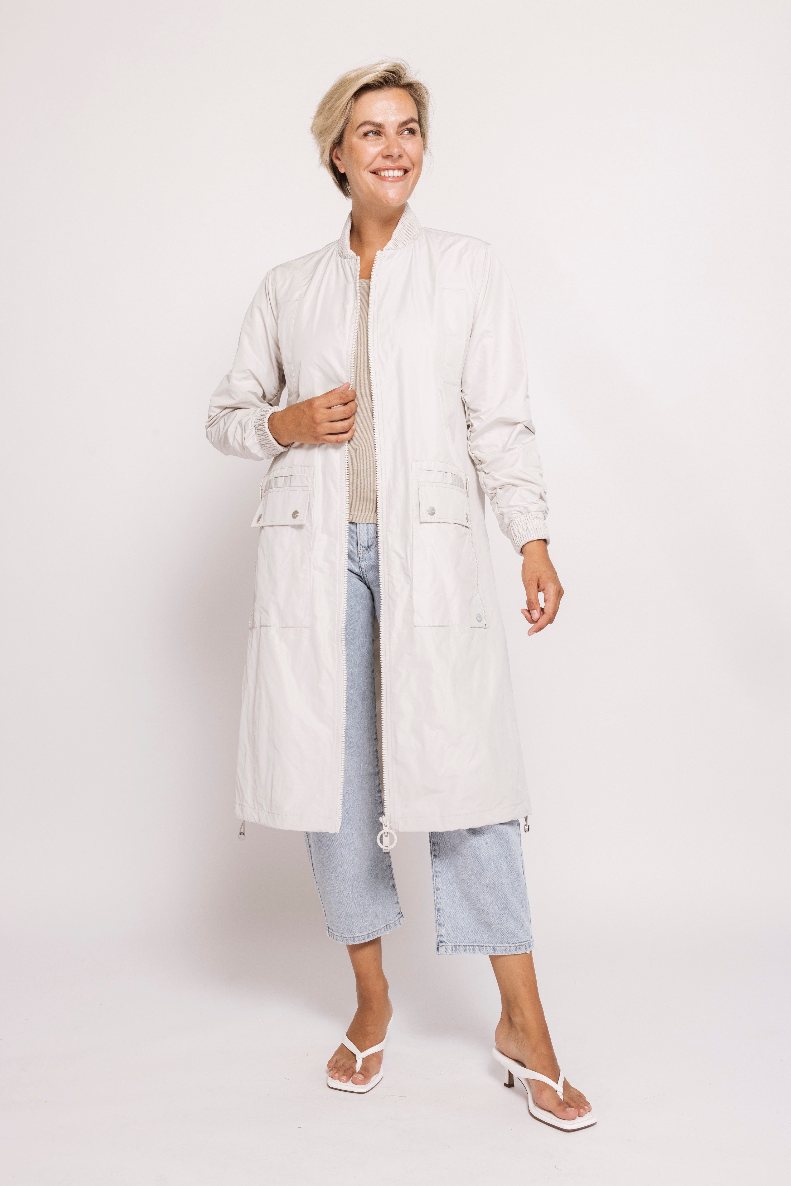 Zhrill Langmantel ZHPANTA Mantel Bomberstyle im Blouson-Look und mit Reißverschluss