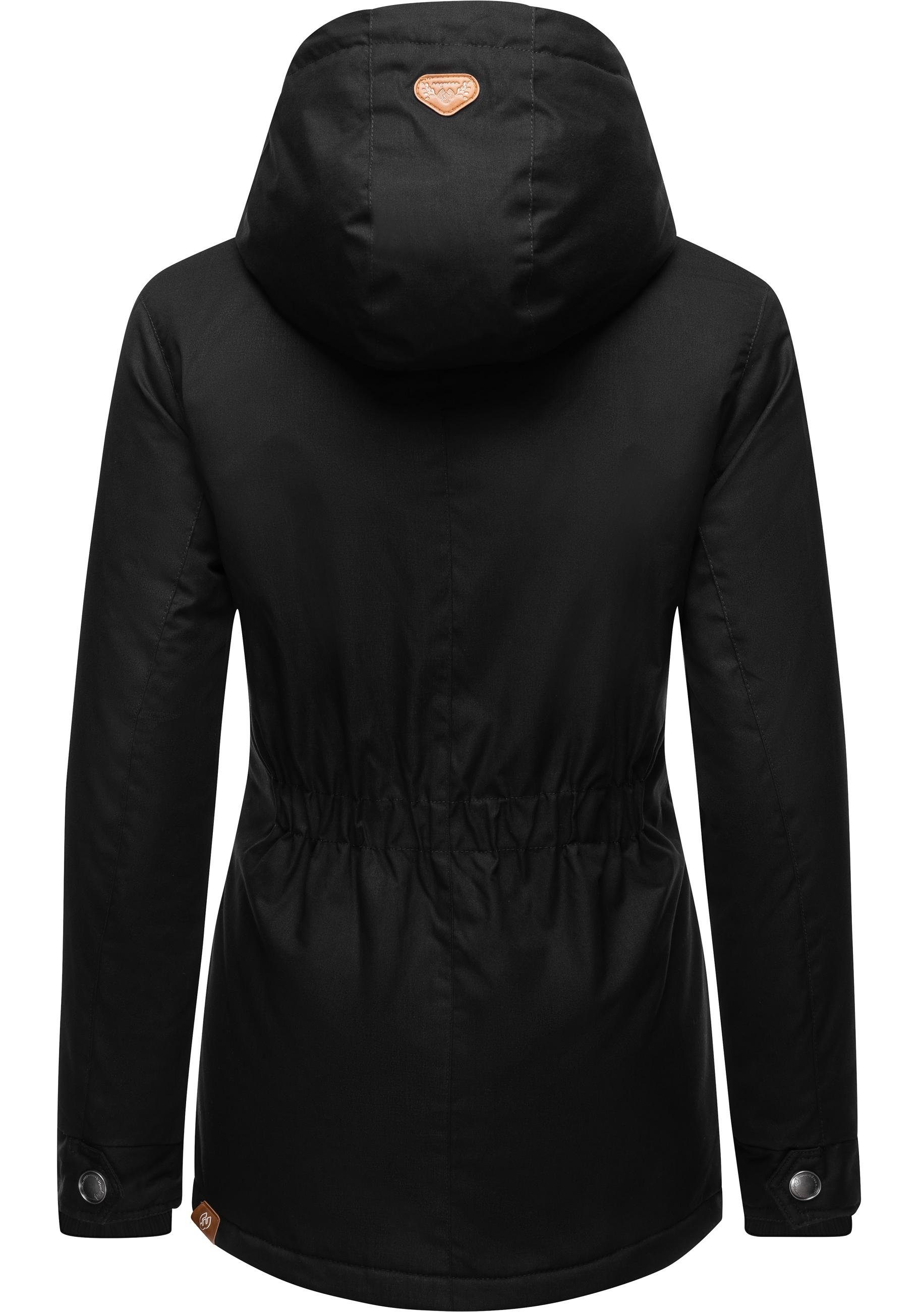 Ragwear Winterjacke Monade Damen Winterparka mit Kapuze und m. Fleece gefüttert