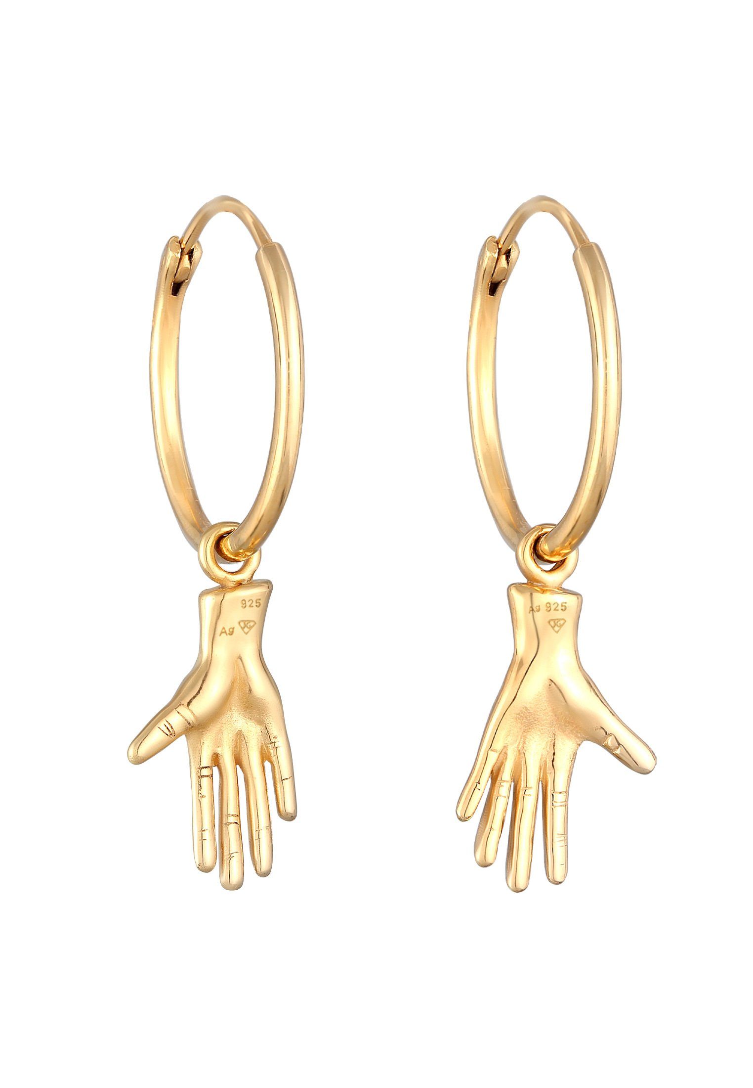 Silber Creolen Creolen Paar Gold Elli Symbol Hand 925