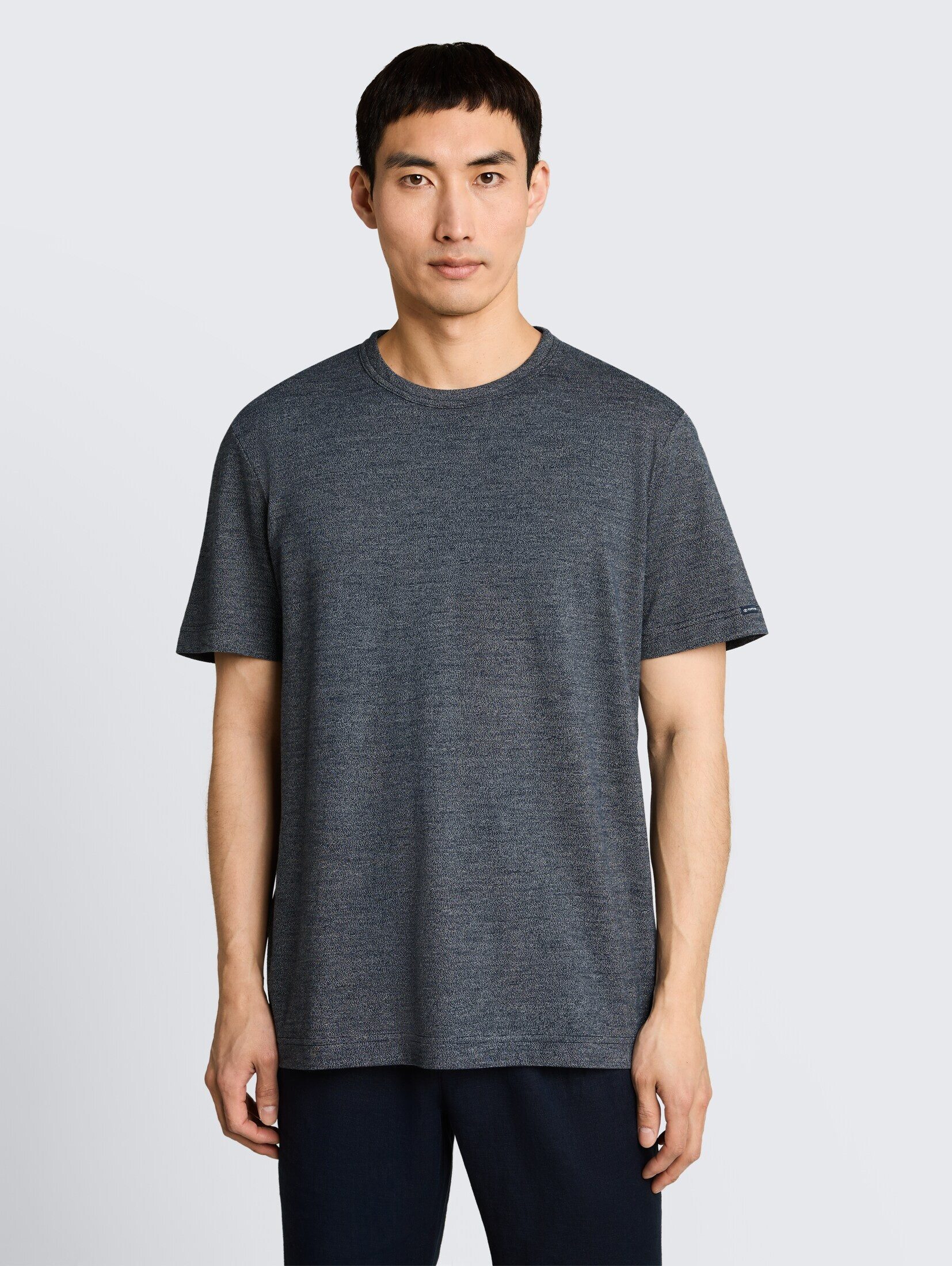 TOM TAILOR T-Shirt T-Shirt T-Shirt in Melange-Optik