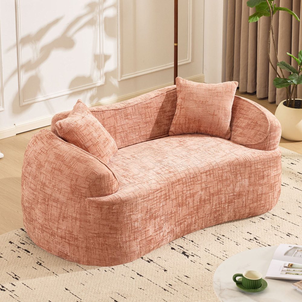 BBWL 2-Sitzer Zweisitzer Sofa geschwungen mit Armlehnen, für kleine Räume, Kompressionssofa aus Chenille mit Foam-Federkern, 2 Kissen