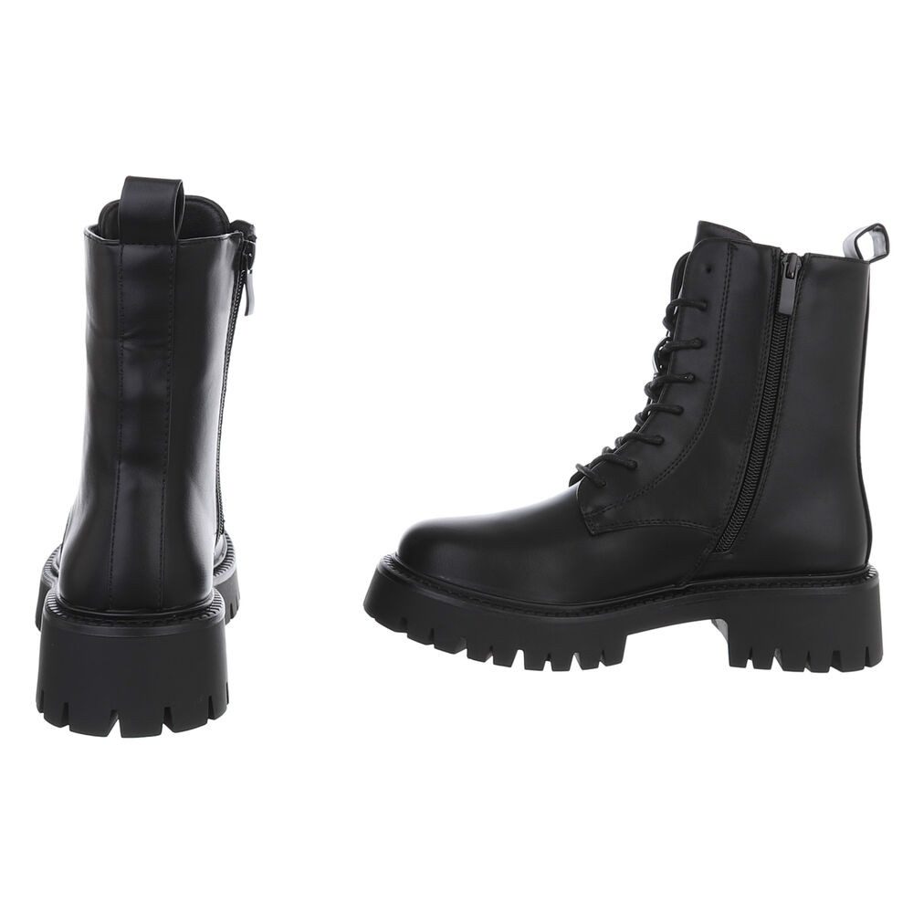 Ital-Design Stylischer Damenstiefel mit robuster Sohle für Wintertage Plateaustiefelette (90169451) Blockabsatz Stiefeletten in Schwarz