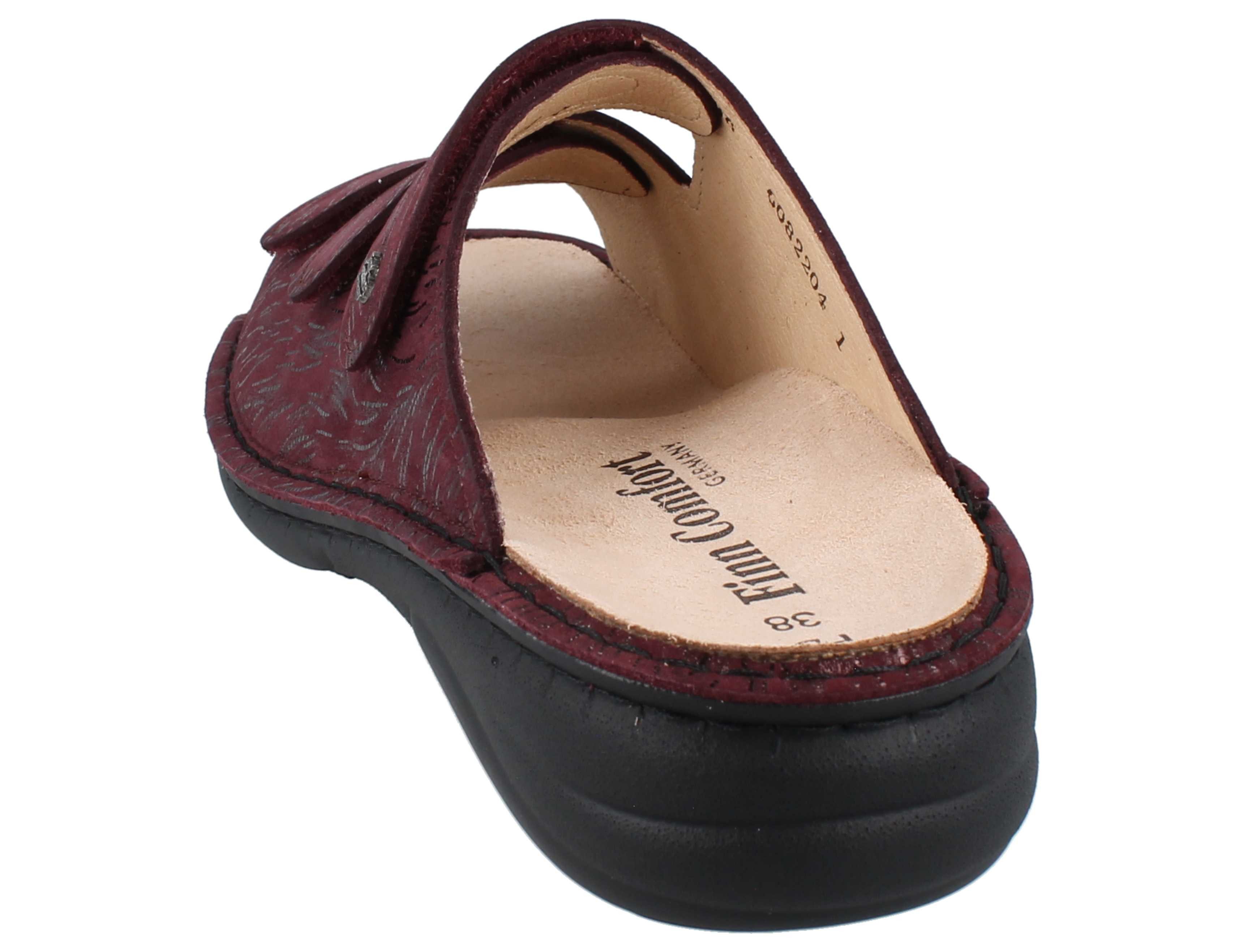 Finn Comfort FINN COMFORT Hellas Damen Pantolette bordo bedrucktes Nubukleder - Pantolette Wechselfußbett