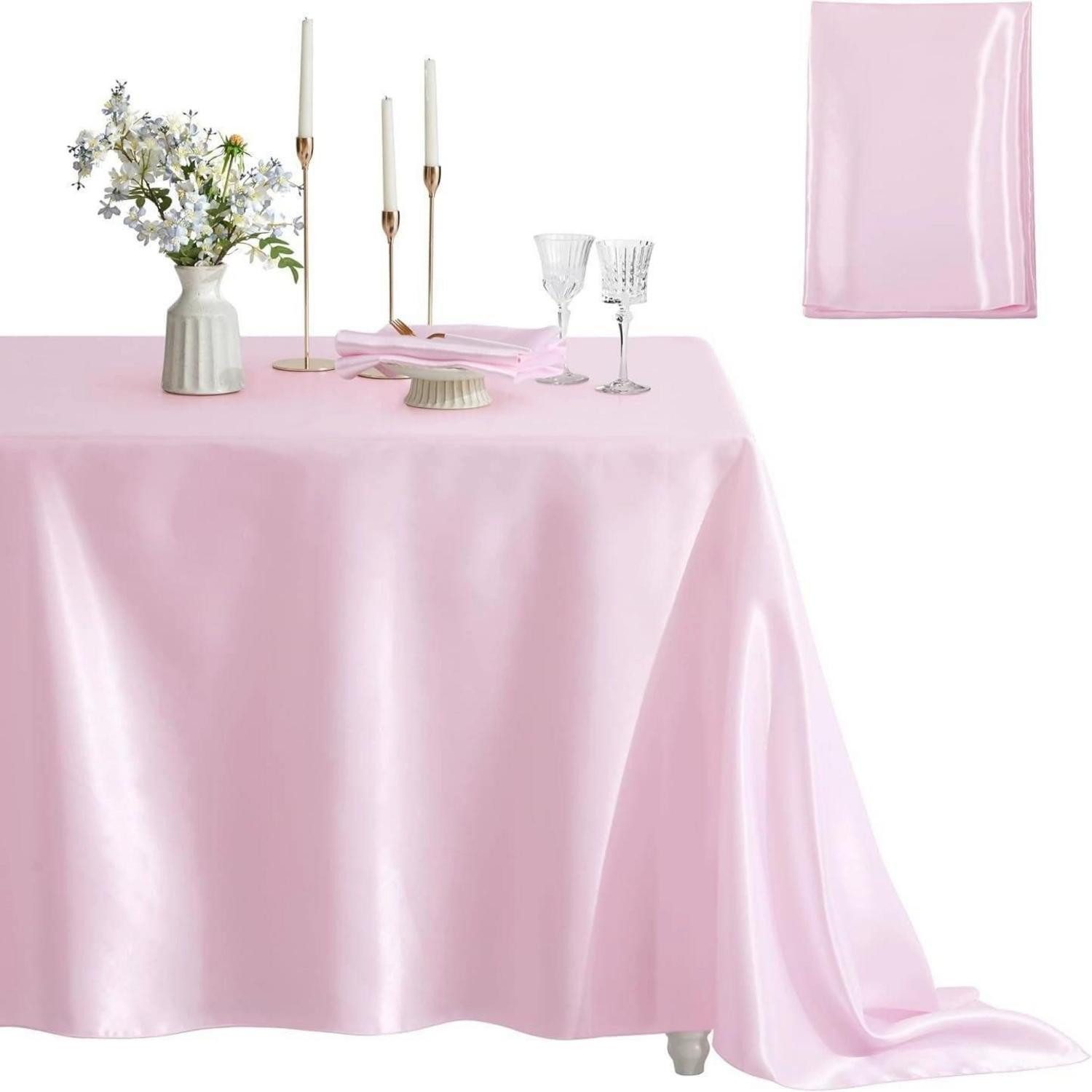 LuxusKollektion Tischdecke Tischdecke Satin rechteckig 152x213cm Rosa (1-tlg)