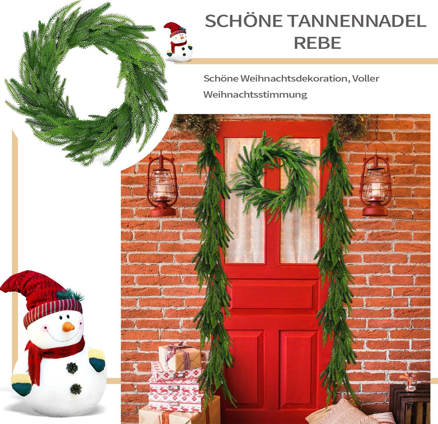 Kunstkranz Norfolk Kiefernkranz,Weihnachten & Kranz MAGICSHE, Winter, 2 Innendekoration Stil