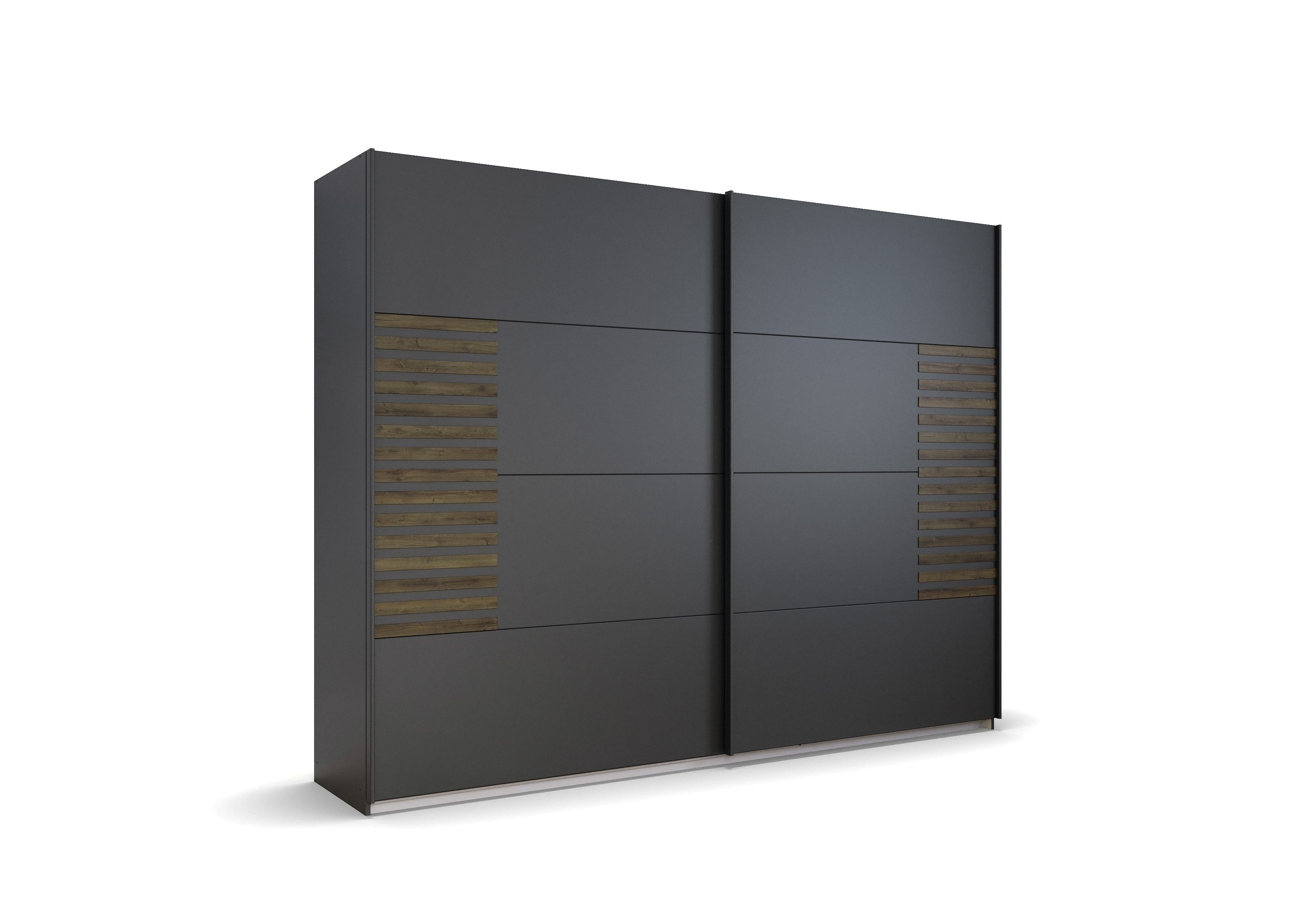 freiraum Schwebetürenschrank Barea 3 Böden, 3 Stangen, Eiche dunkel Dekor / grau - 271x210x62cm (B/H/T)