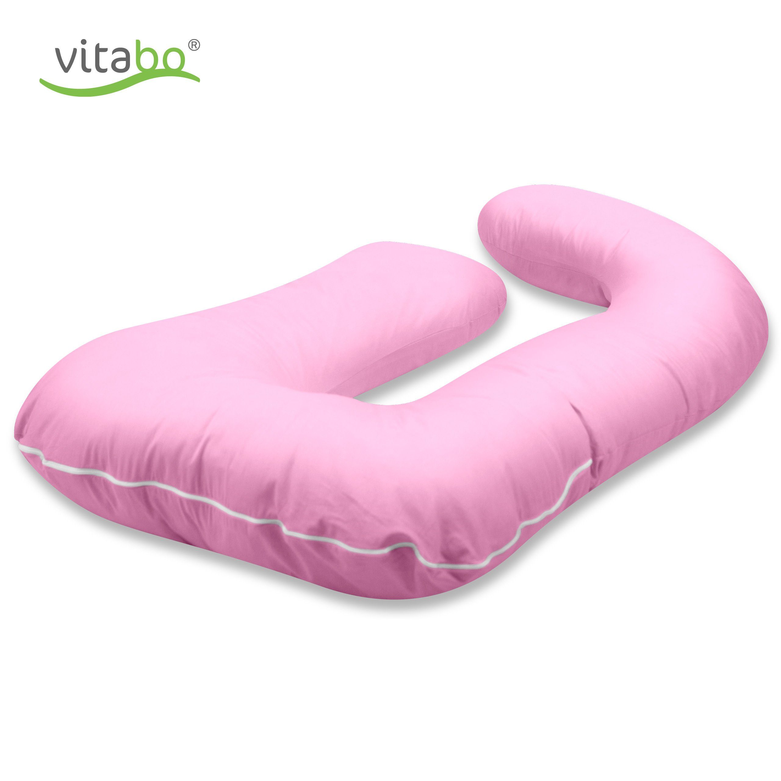 Vitabo Stillkissen 110x70 rosa Seitenschläferkissen, Stillkissen ergonomisches cm G-Form,