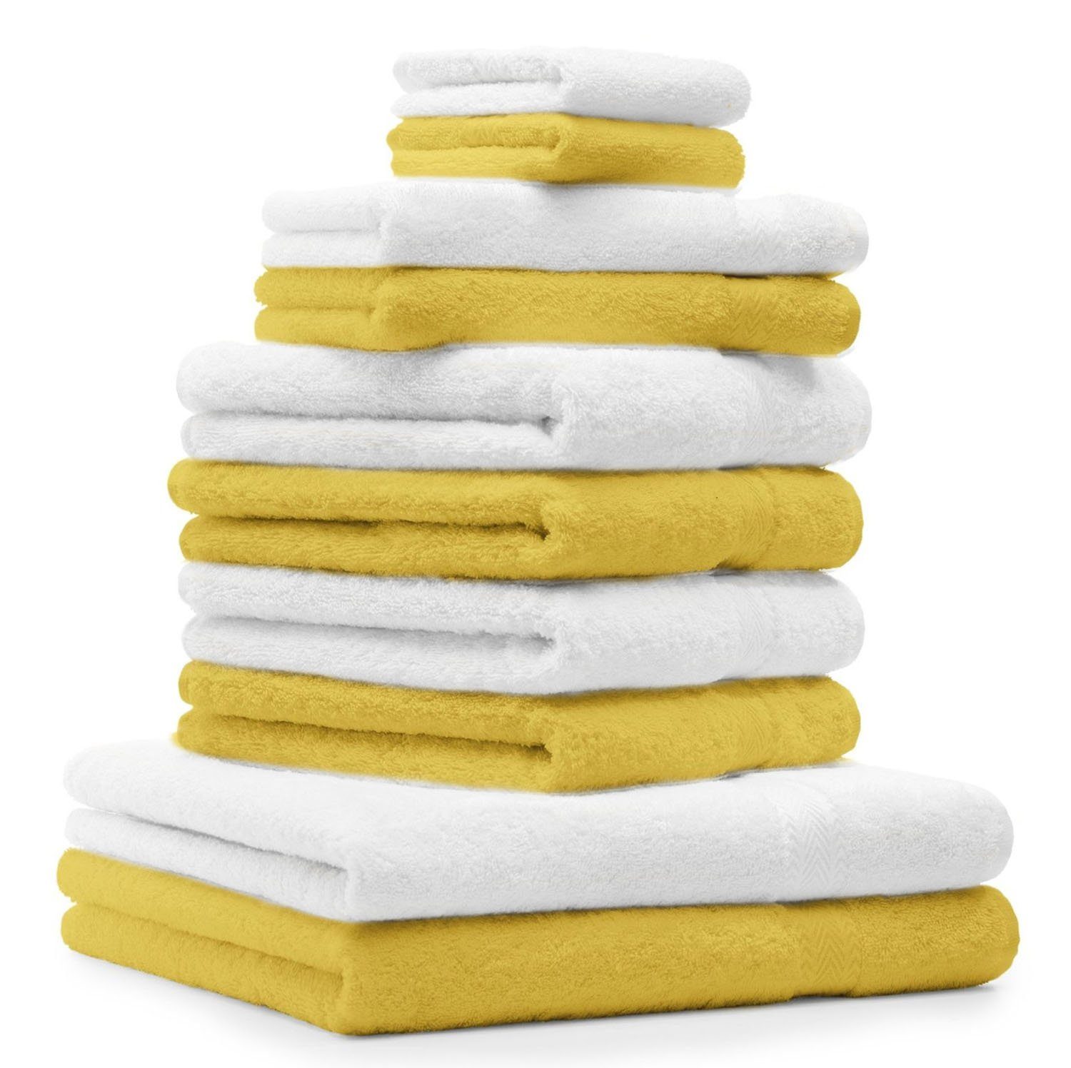 Betz Handtuch Set 10-TLG. Handtuch-Set Classic Farbe gelb und weiß, 100% Baumwolle