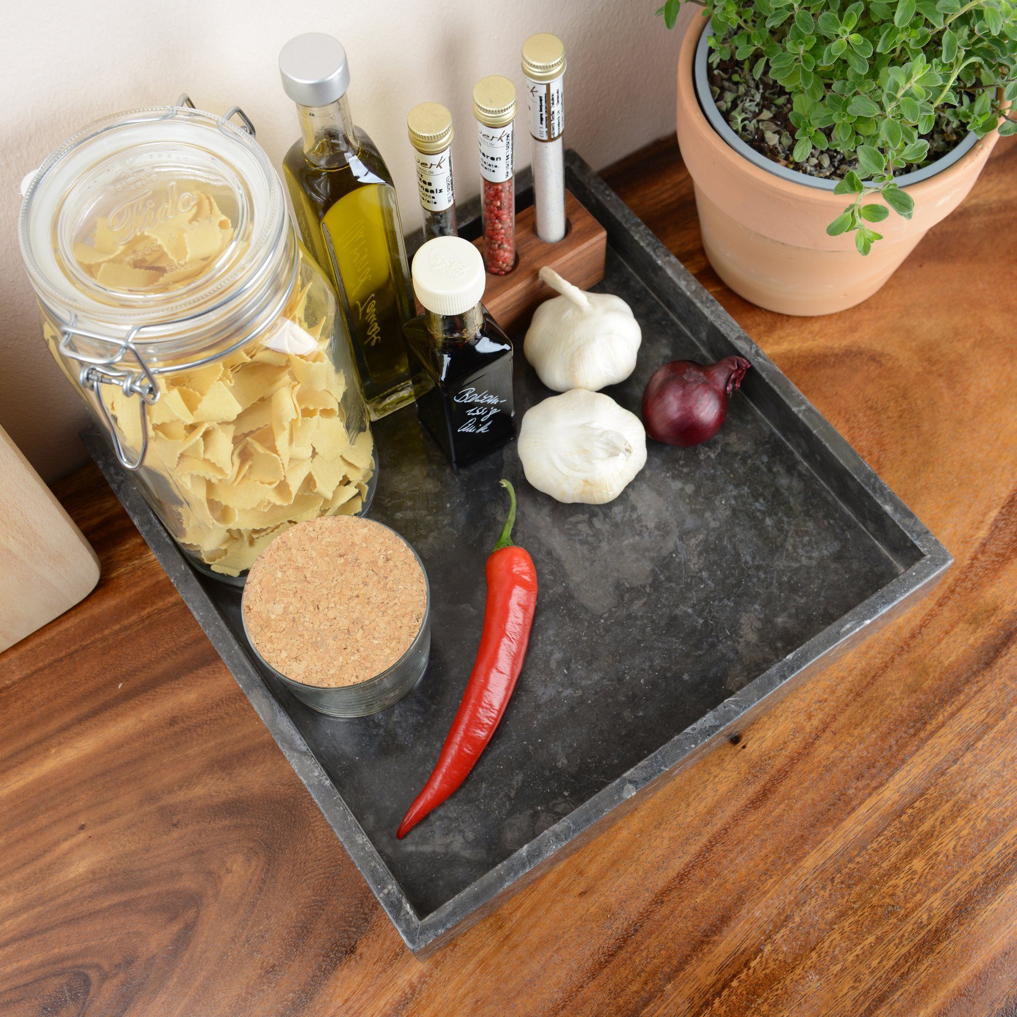 wohnfreuden Dekotablett Marmor-Tablett 30 cm anthrazit quadratisch, 32998 günstig online kaufen