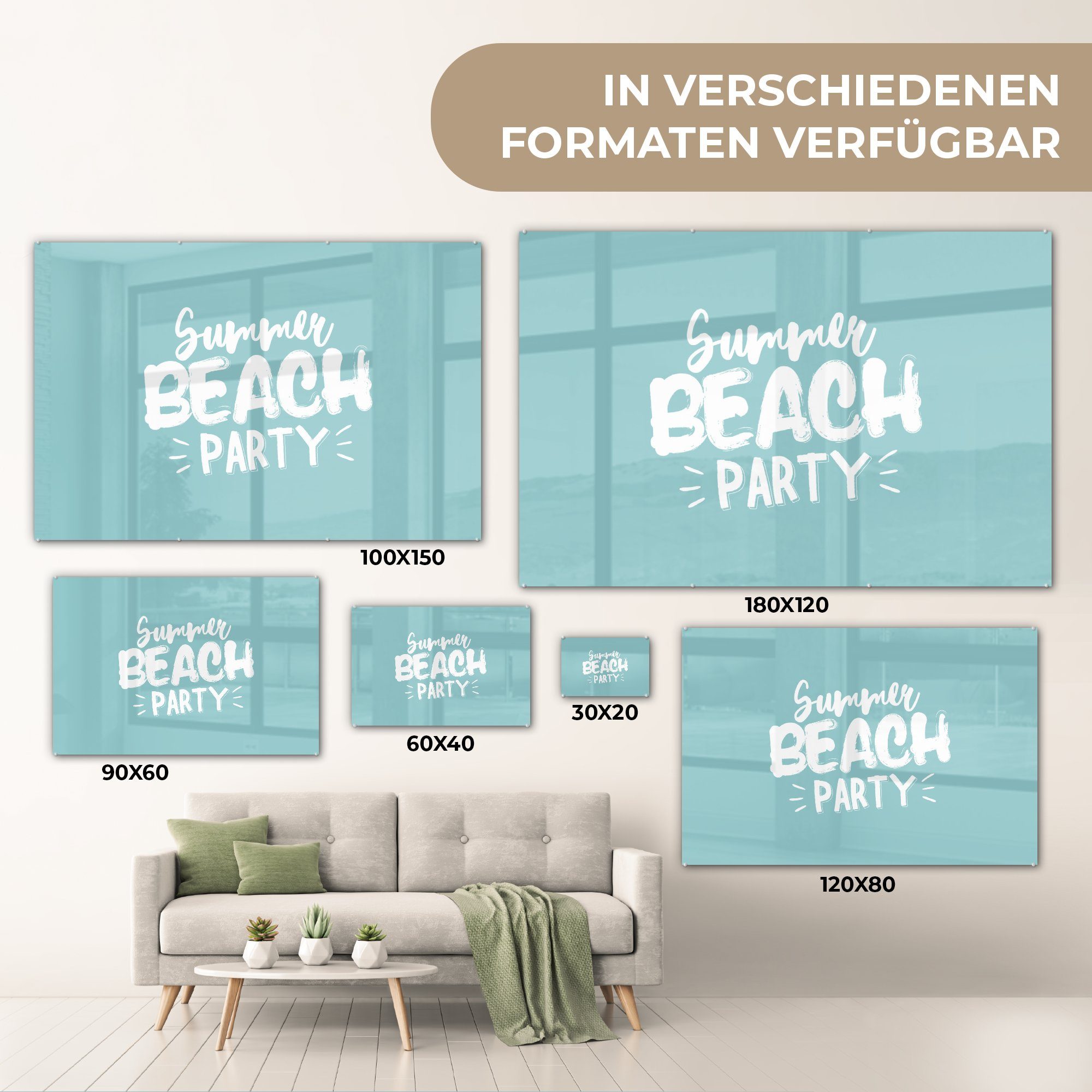 St), Bilder auf - auf Wandbild Glasbilder - MuchoWow Glas Glas Party, (1 Foto - - Wanddekoration Acrylglasbild Strand Sommer -