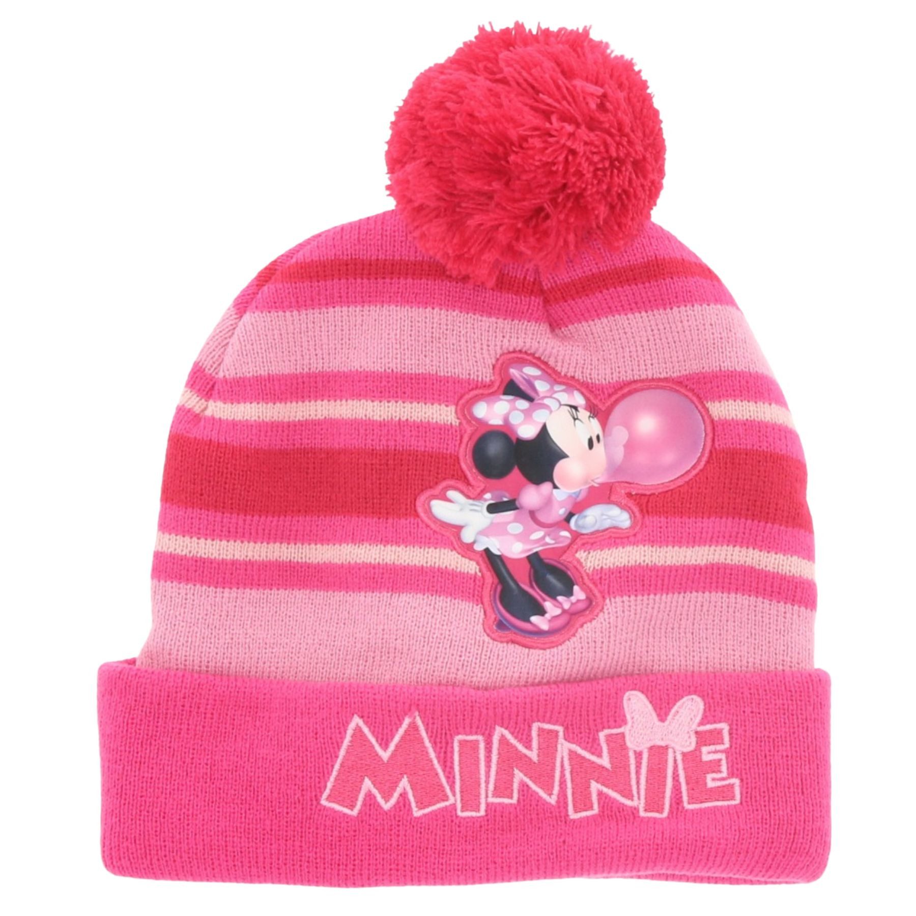Disney Minnie Mouse Bommelmütze Bommel-Mütze – Warme Wintermütze für Kinder Onesize