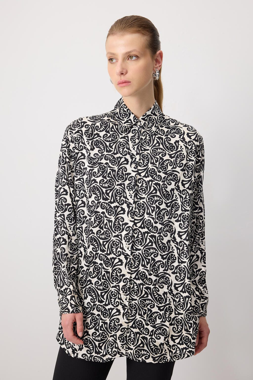 touche prive Hemdbluse GEMUSTERTES OVERSIZE-HEMD
