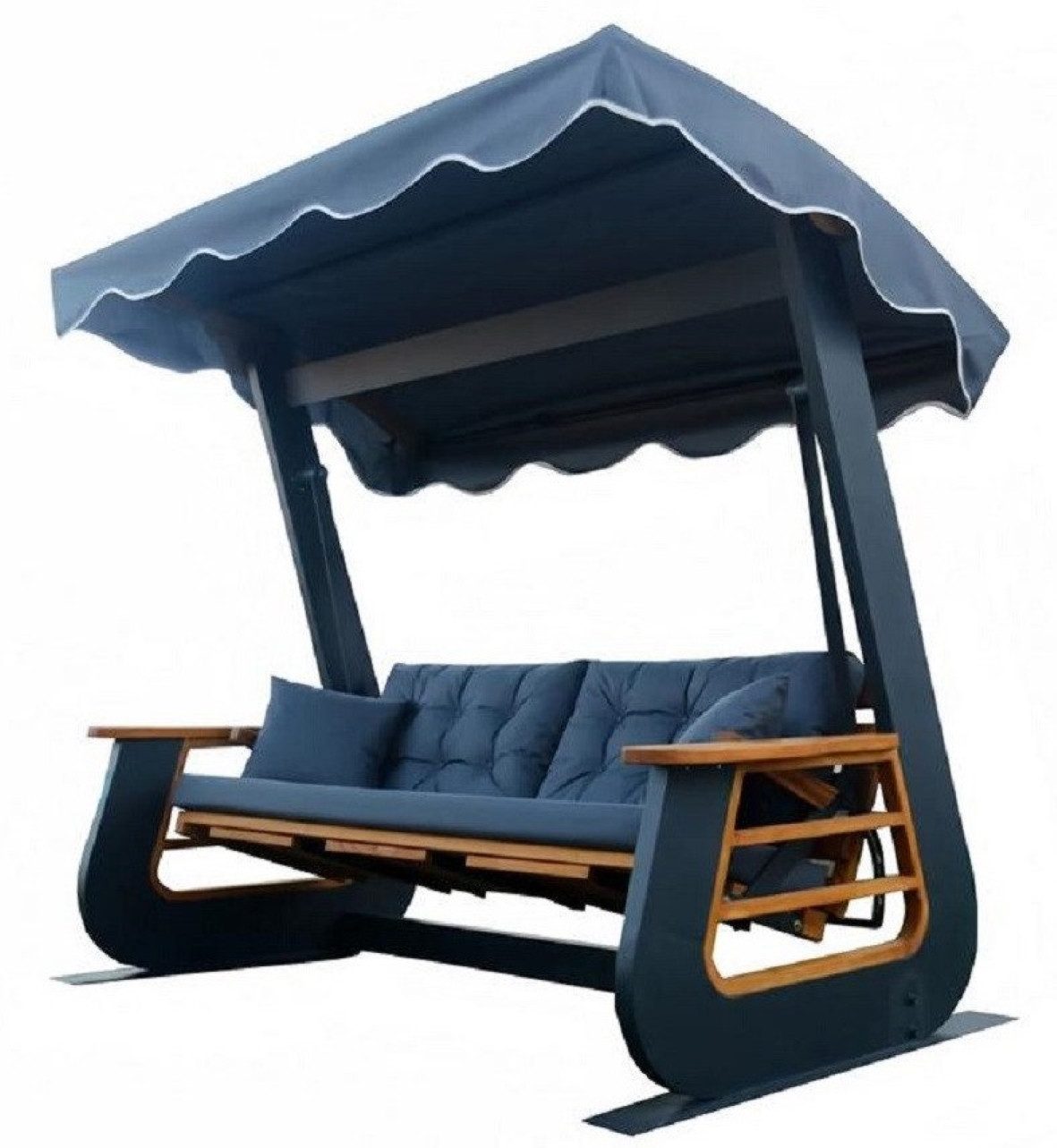 Hollywoodschaukel Schwarz Gartenschaukel Moderne Outdoor-Schaukel Exklusive Holz Möbel