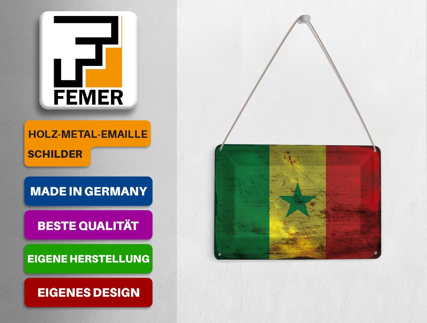 Femer GmbH Postkarte Flagge Senegal 14x10 cm Flag of Senegal Rost, unfrankiert