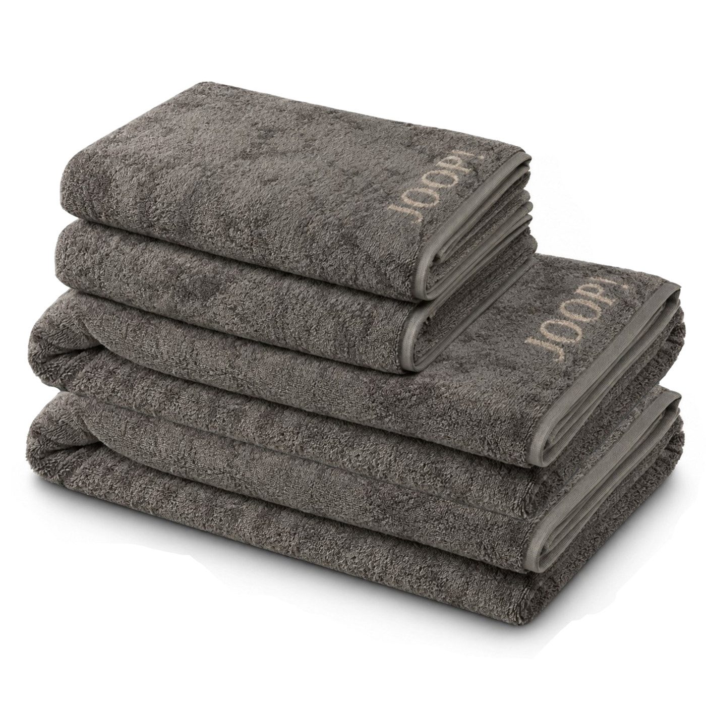 JOOP! Handtuch Set JOOP! Handtuch Duschtuch Set 4-teilig 1600-70 Classic graphit sand, Walkfrottier (Spar-Set, 4-St)
