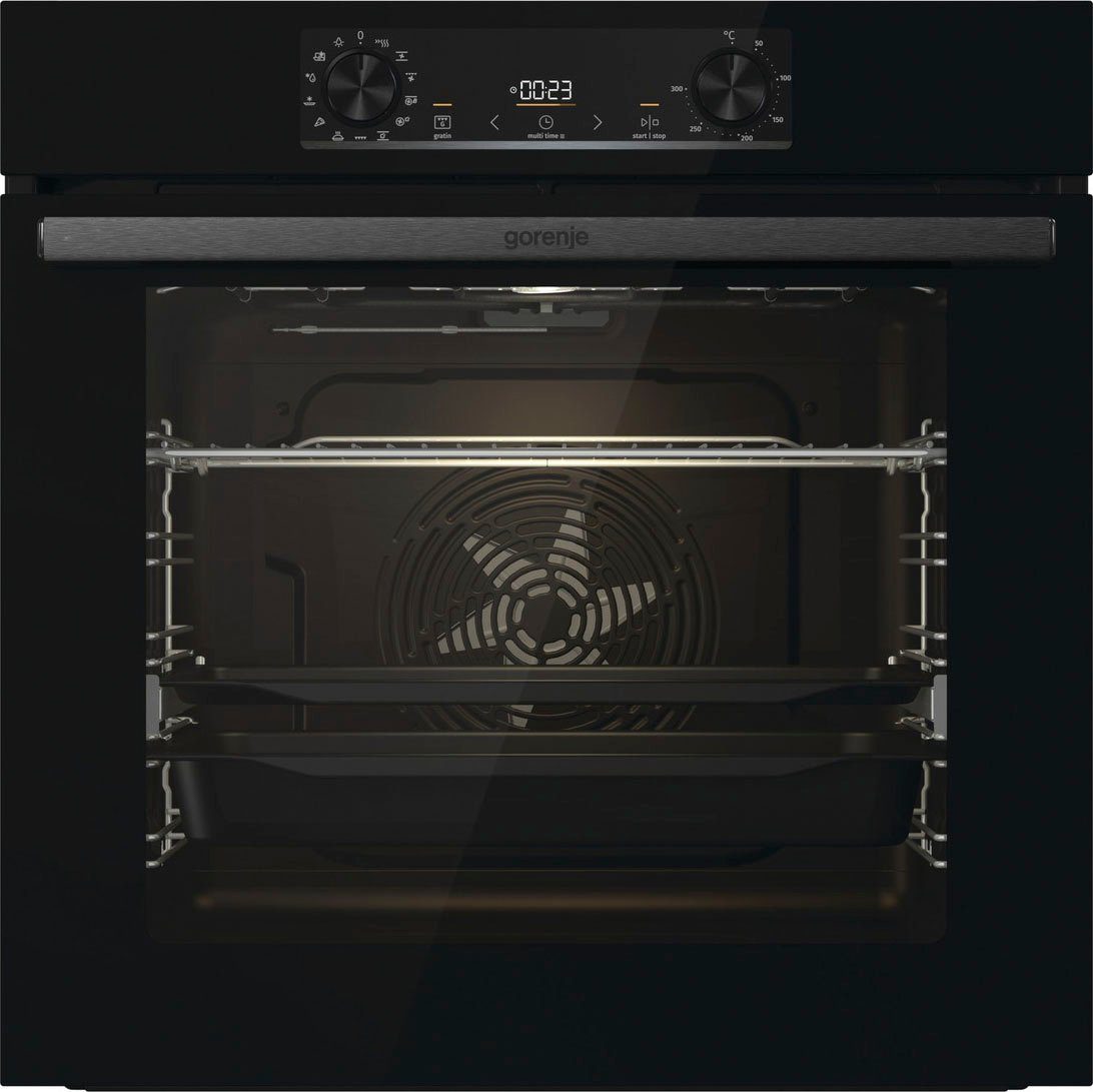 Black mit Aqua ExtraSteam GORENJE Backofen-Set Basic 1-fach-Teleskopauszug, Clean, Pacific Set,