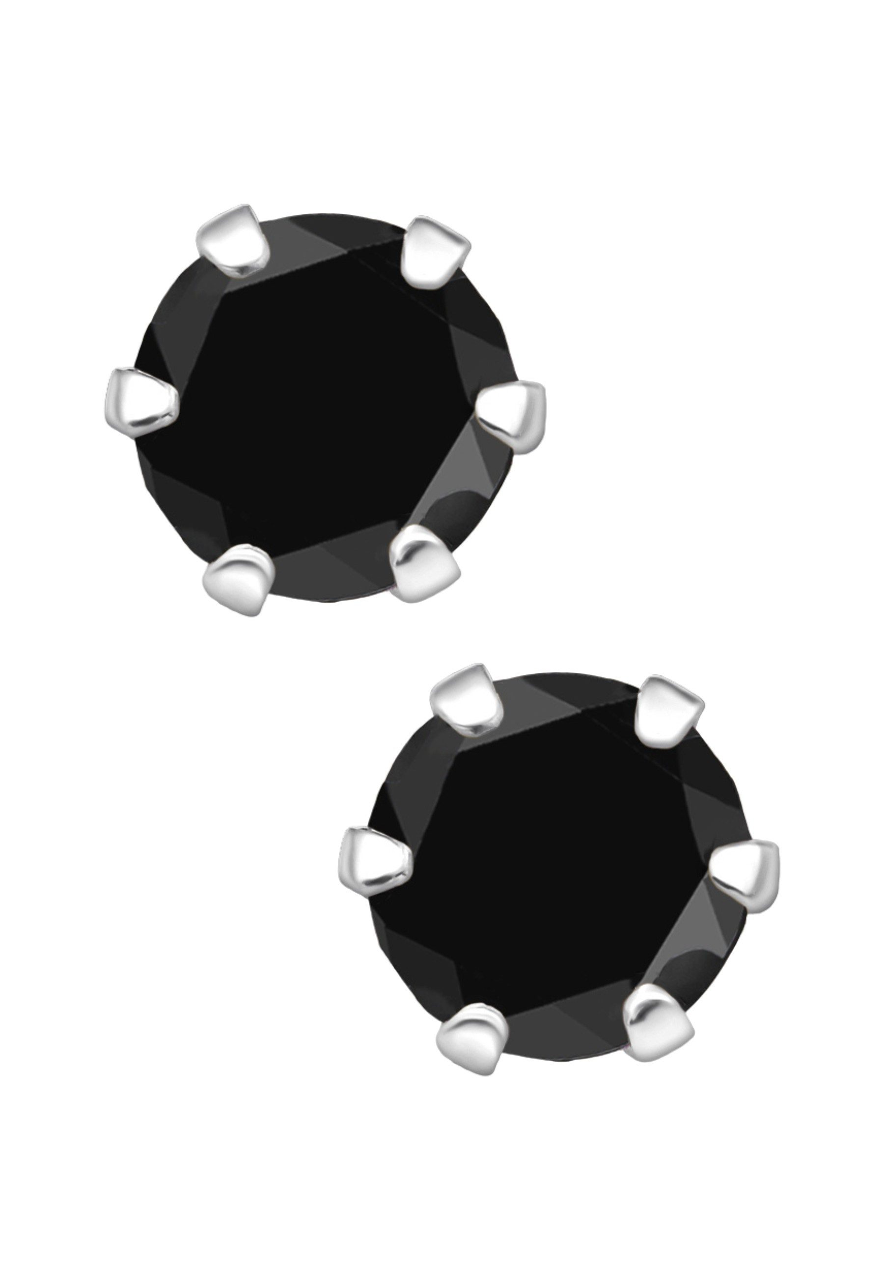 Diademita Paar Ohrstecker Silberne Runde 5 mm Ohrstecker mit Kristallen (Set)