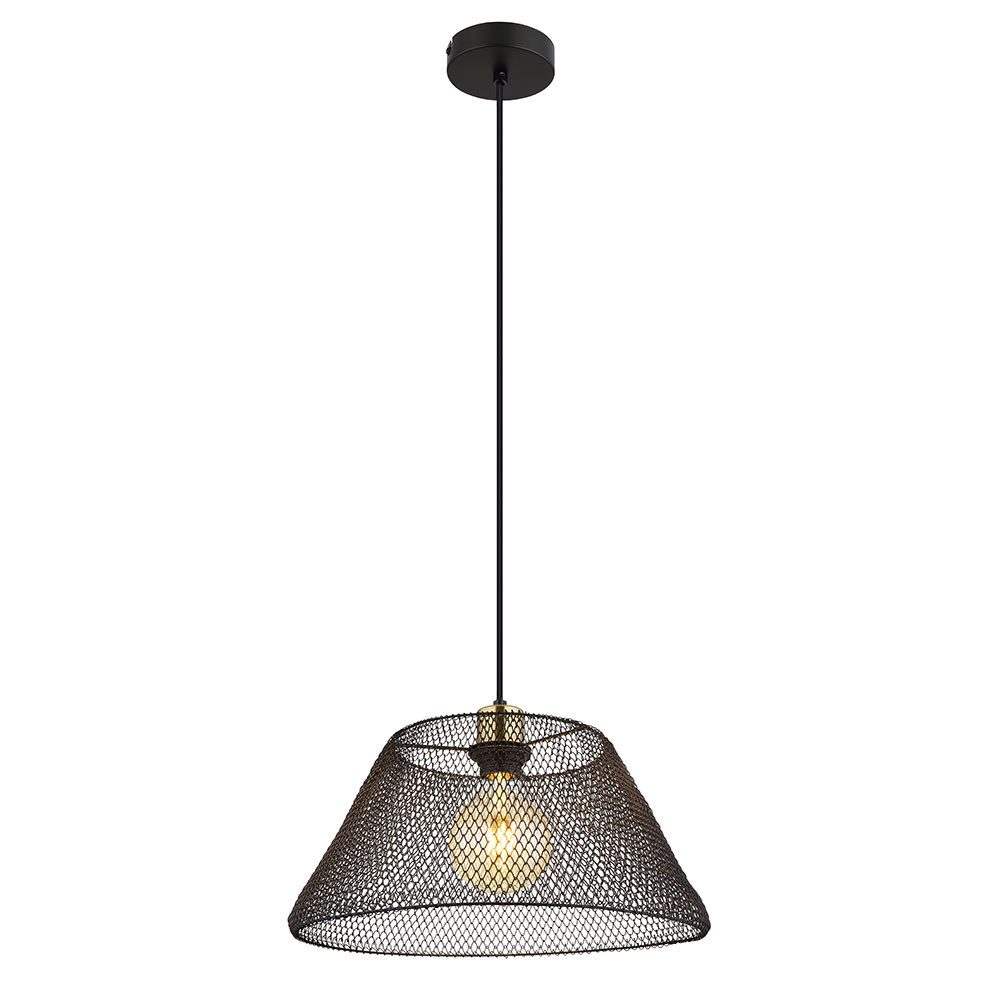 GLOBO LIGHTING LED Pendelleuchte, Leuchtmittel inklusive, Warmweiß, LED Pendelleuchte Metall schwarz Hängelampe Gitter Laterne H 120 cm