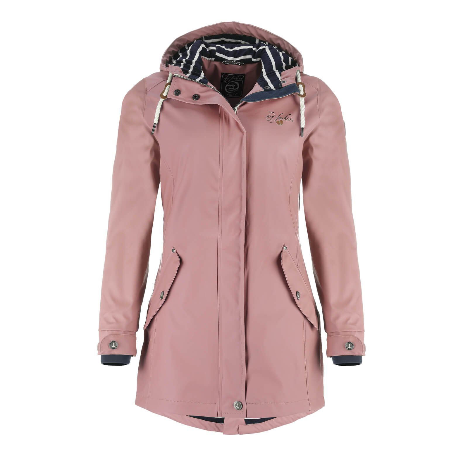 Dry Fashion Regenjacke Damen Regenmantel Kiel mit verstellbarer Kapuze - wind- & wasserdicht alt-rosa