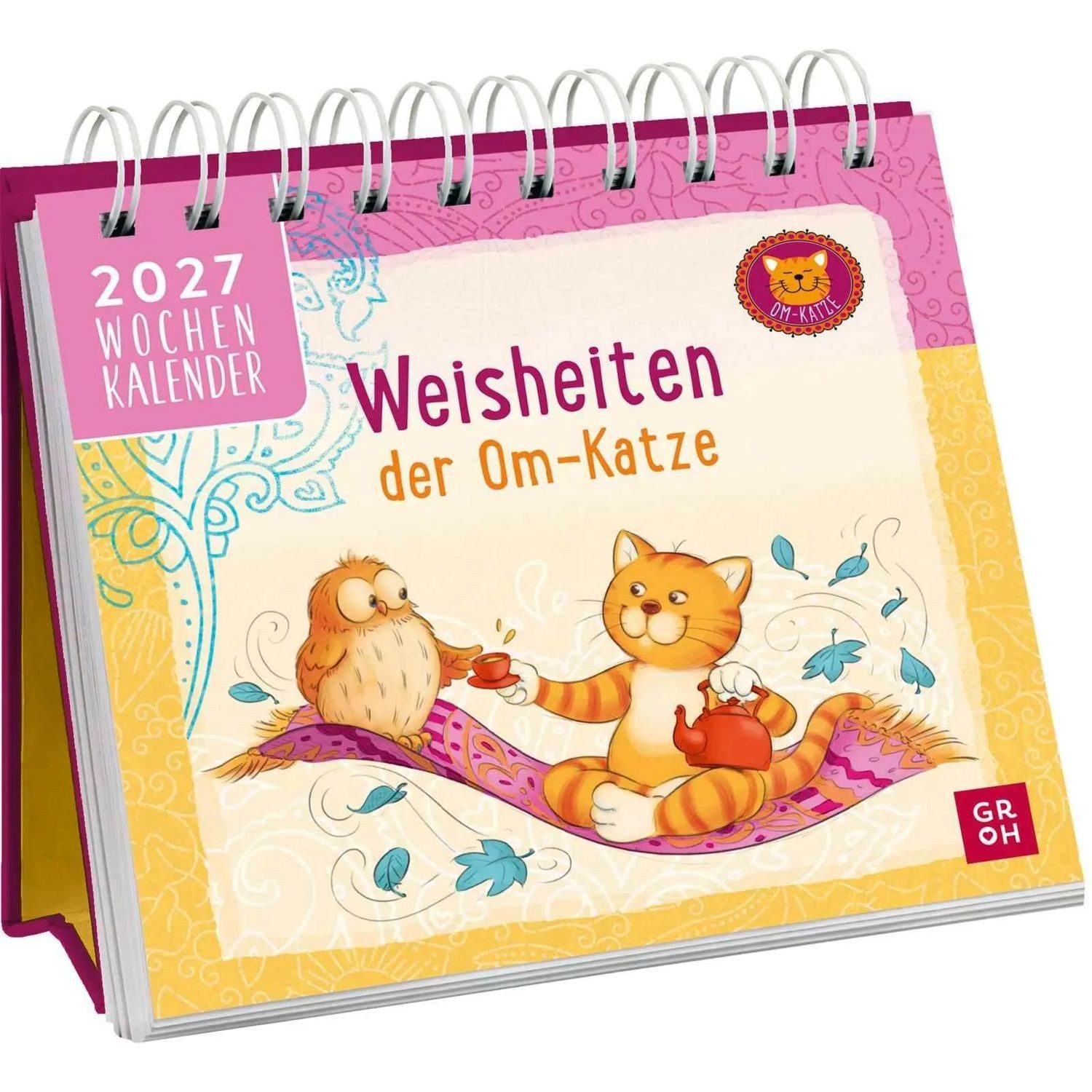 Tischkalender Mini-Wochenkalender 2027: Weisheiten der Om-Katze