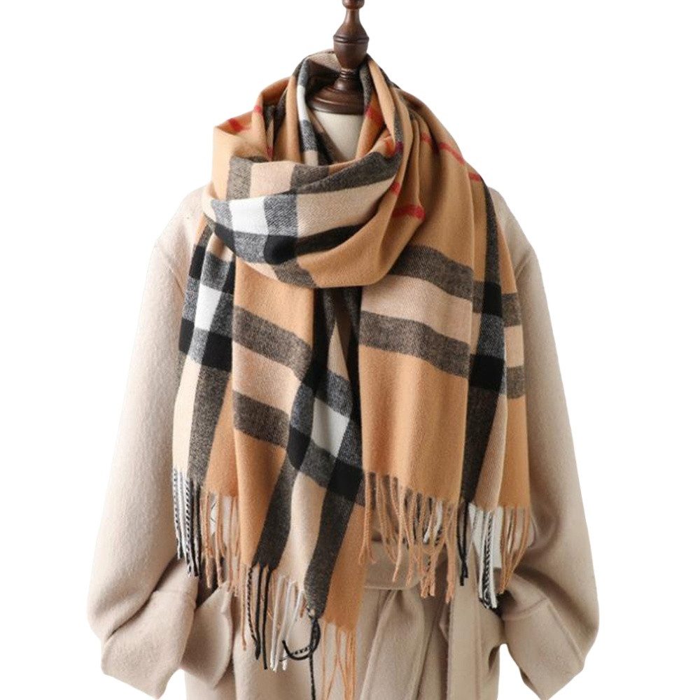 Bextsrack Wollschal Damen Kariert Groß Fransen Schal Lange Winterschal, für Herbst Winter
