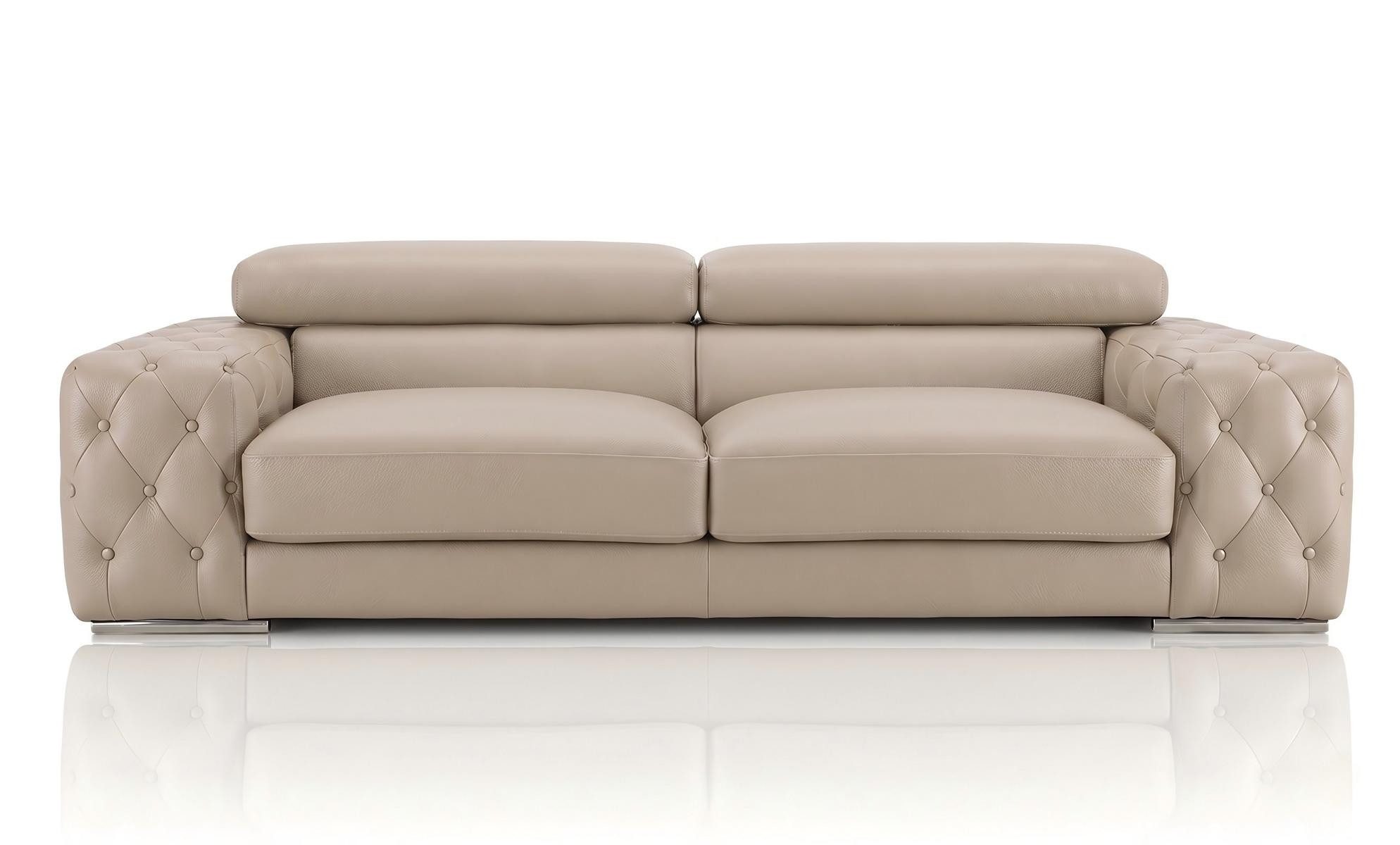 Salottini Sofa Elite XL 3er Sofa Fabrizio 3-Sitzer Leder Couch Grau, Handarbeit