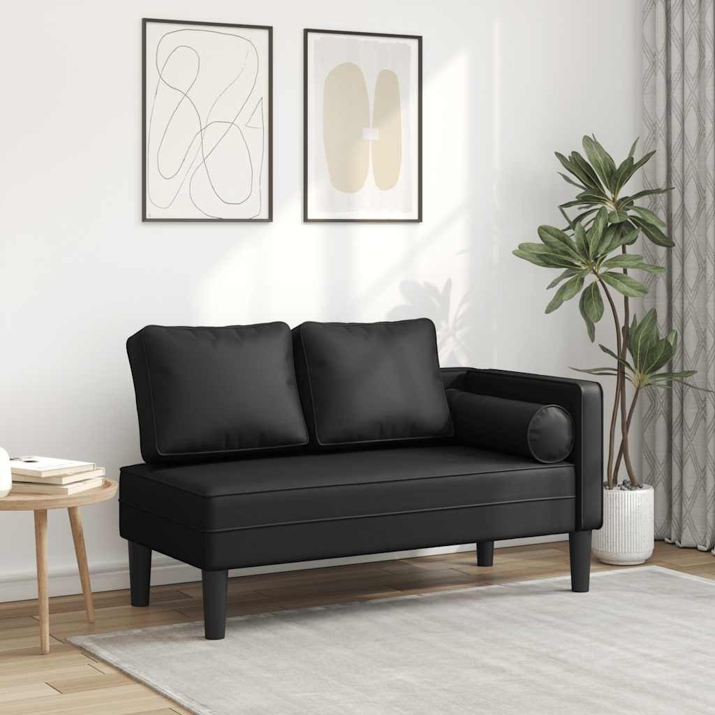 vidaXL Chaiselongue Chaiselongue mit Kissen Schwarz Kunstleder, 1 Teile