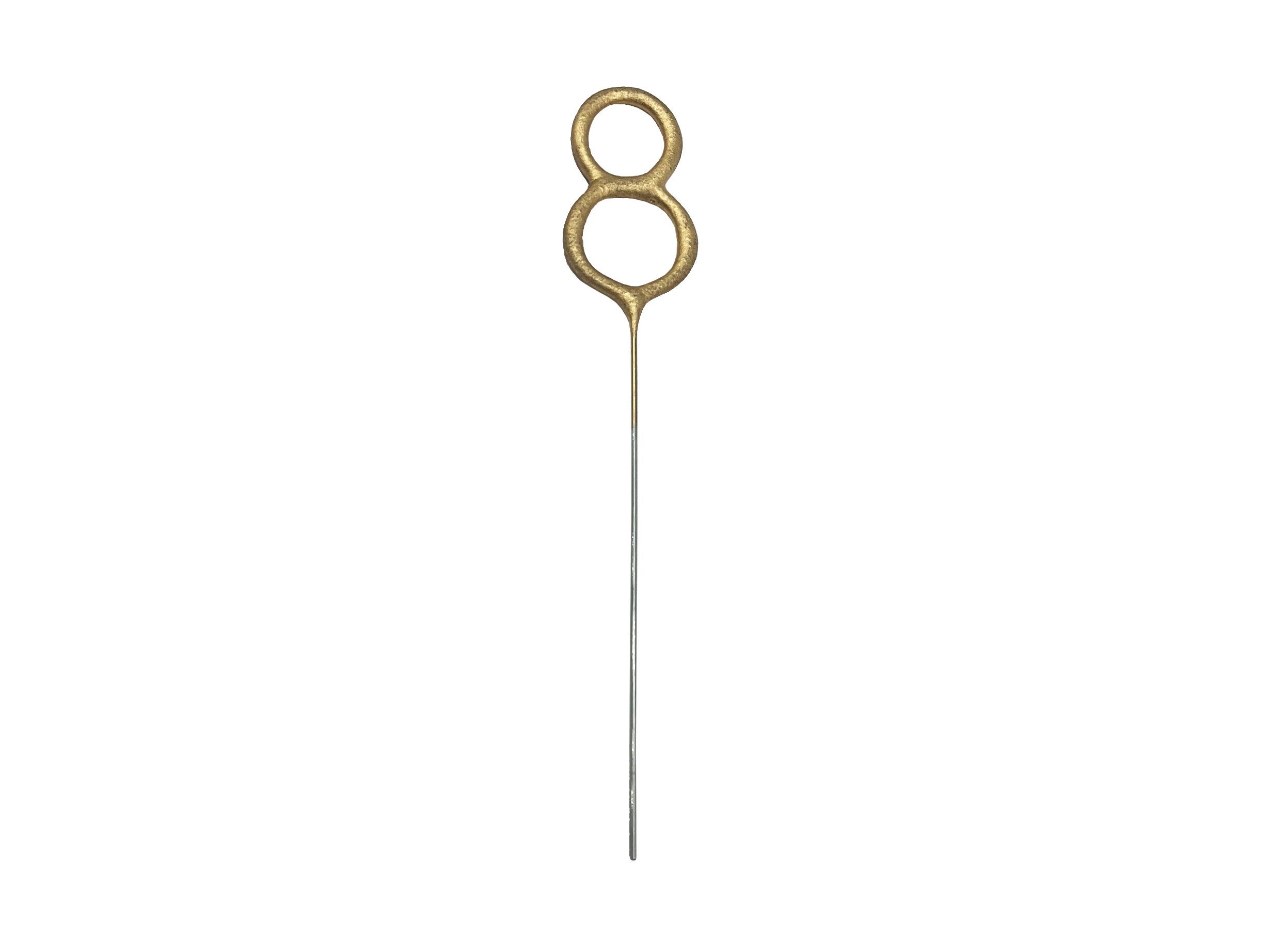 partydeco Tortenstecker, Wunderkerze Geburtstag 15cm Zahl 8 Gold 1 Stück