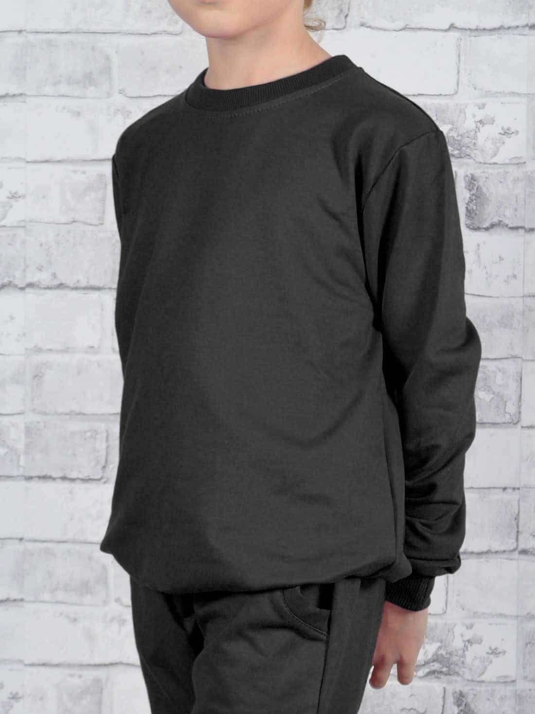 Farben tollen KMISSO Schwarz (1-tlg) in elastischem Sweatshirt mit Sweatshirt Mädchen Bund