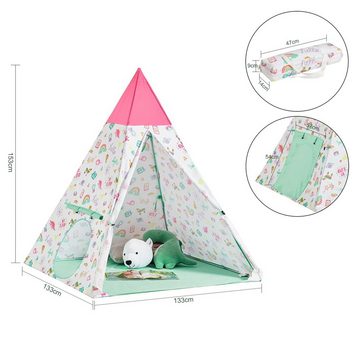 SoBuy Tipi-Zelt OSS06, Spielzelt Zelt für Kinder mit Tür und Fenster Spielhaus Kinderzelt