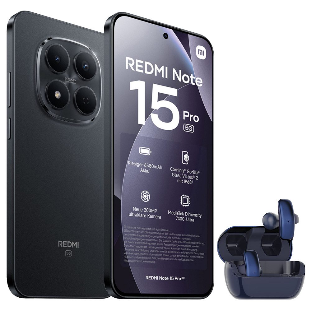 Xiaomi Redmi Note 15 Pro 5G 12+512GB Smartphone & Bluetooth Kopfhörer Handy (200 MP Kamera)